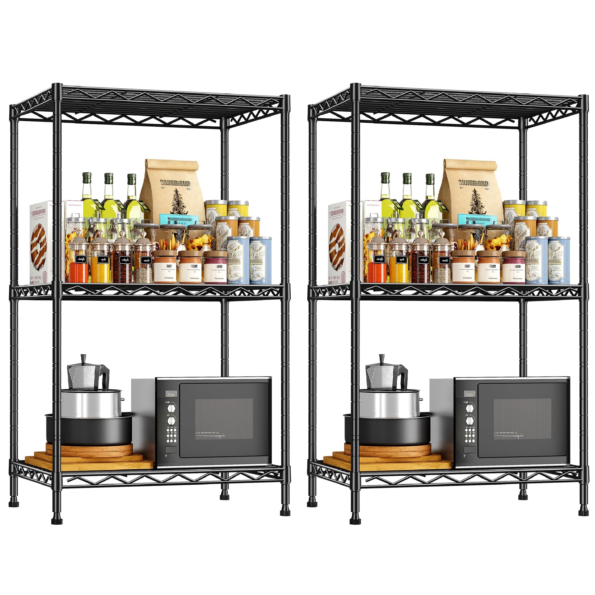 3 Tier Narrow Shelf Adjustable Storage Rack for Closet Bedroom (2 Count)
