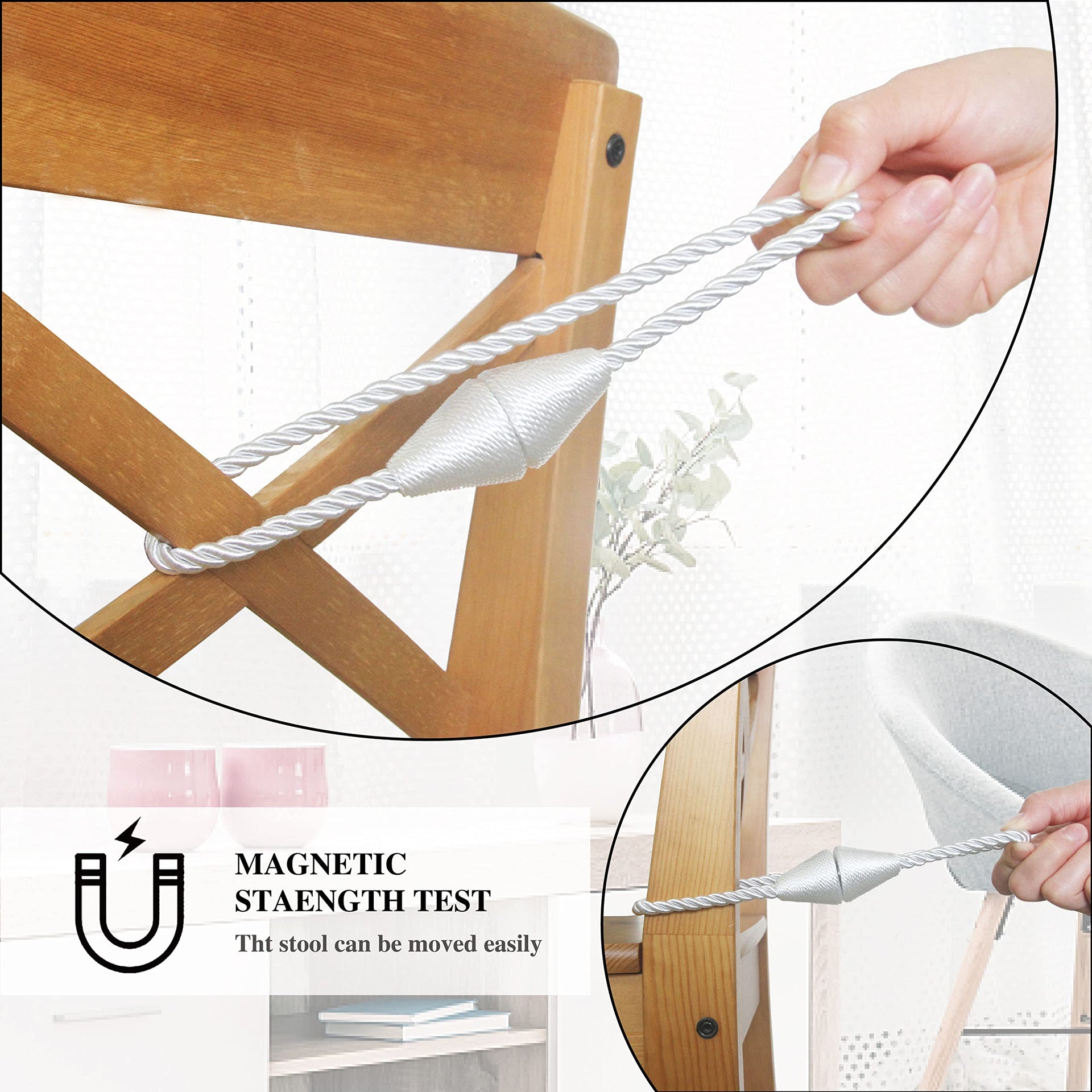 Magnetic Curtain Tiebacks Rope Decorative Holdbacks for Drapes Nieffeiy