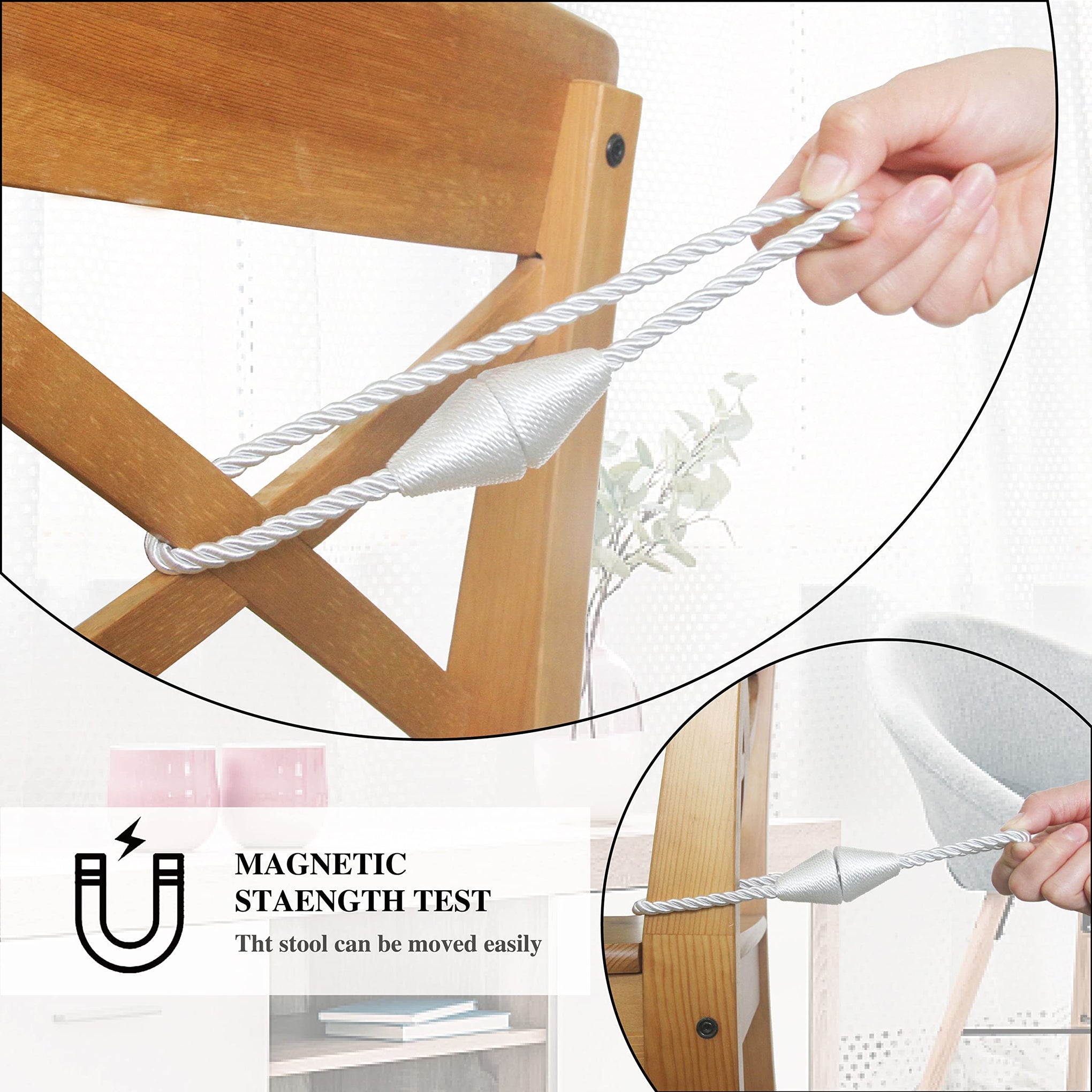 Magnetic Curtain Tiebacks Rope Decorative Holdbacks for Drapes Nieffeiy
