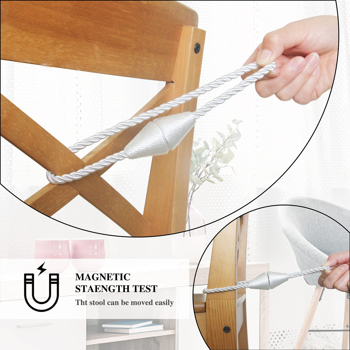 Magnetic Curtain Tiebacks Rope Decorative Holdbacks for Drapes Nieffeiy