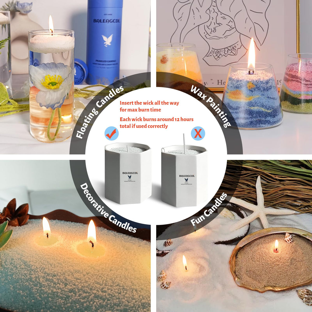 Sea Salt Scented Sky Blue Pearled Candle 18oz Luxury Sand Candle Granulated Wax (18 Ounce)