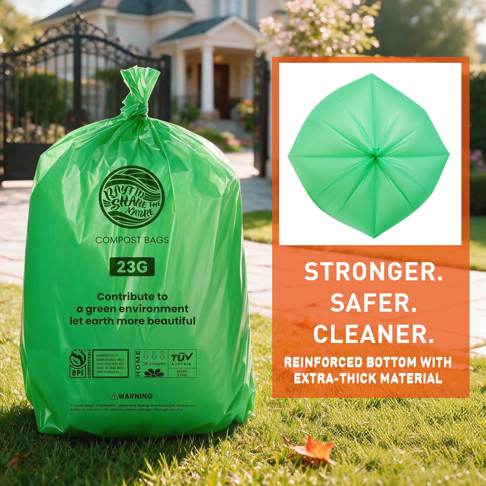 Compostable Trash Bags 23 gallon Large Garbage Bags (20 Count)