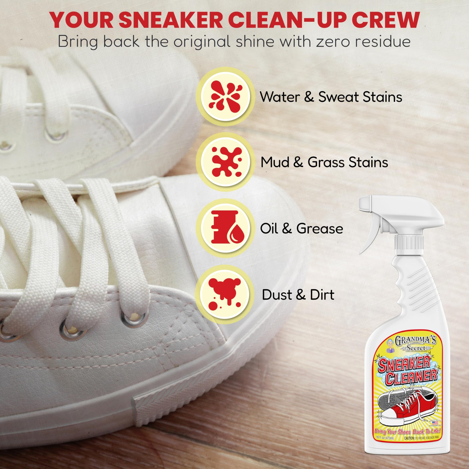 Shoe Cleaner Stain Remover Spray for Rubber (16 Fl Oz)