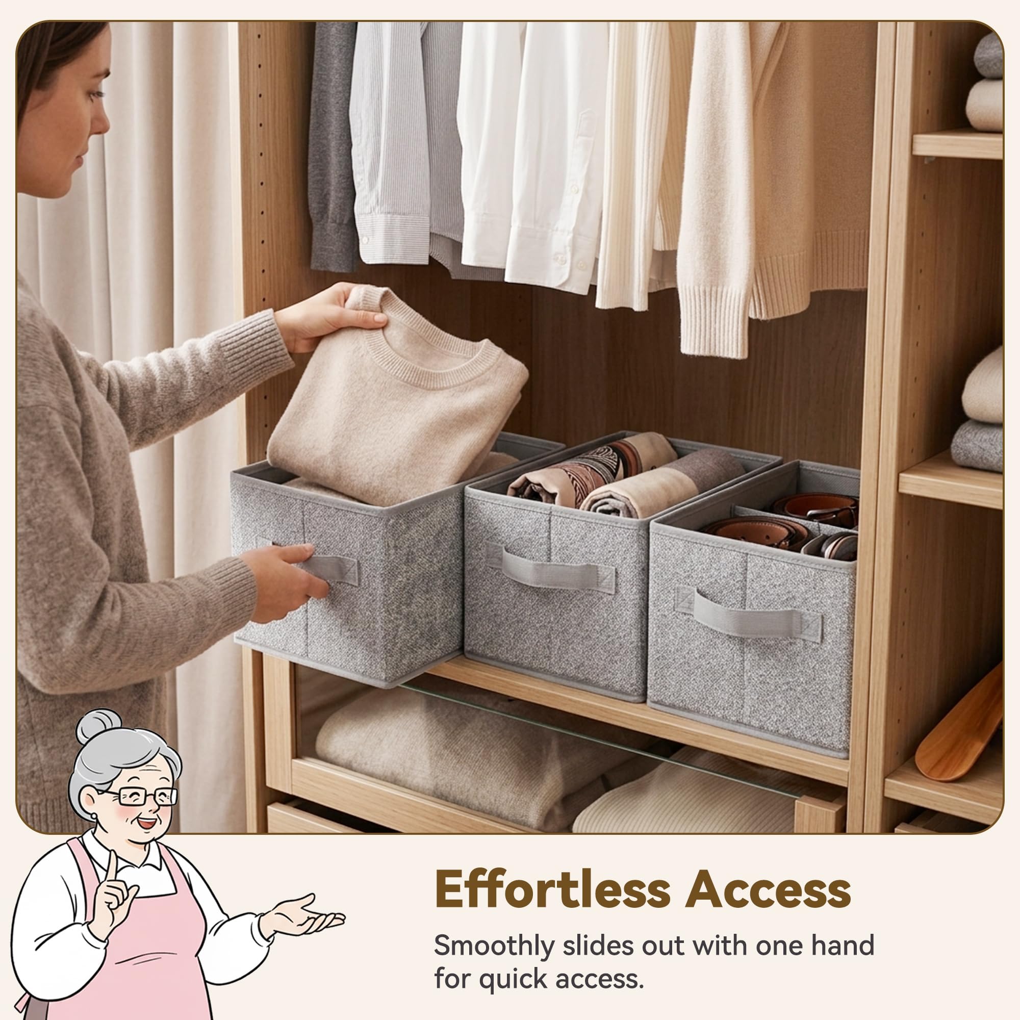 Closet Storage Bins with Handles (3 Count)