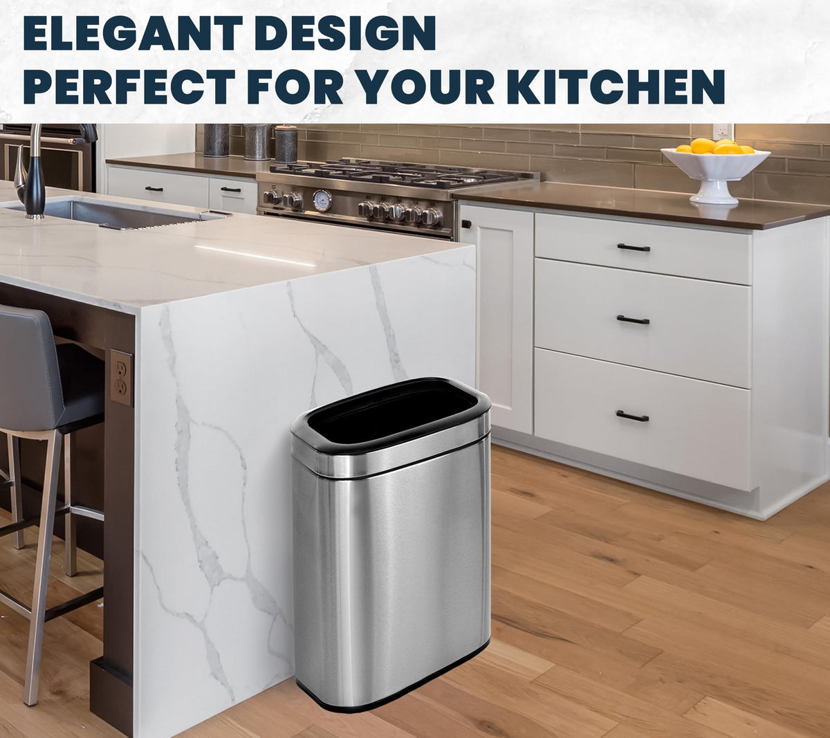 Stainless Steel Open Top Trash Can 10.5 Gallon
