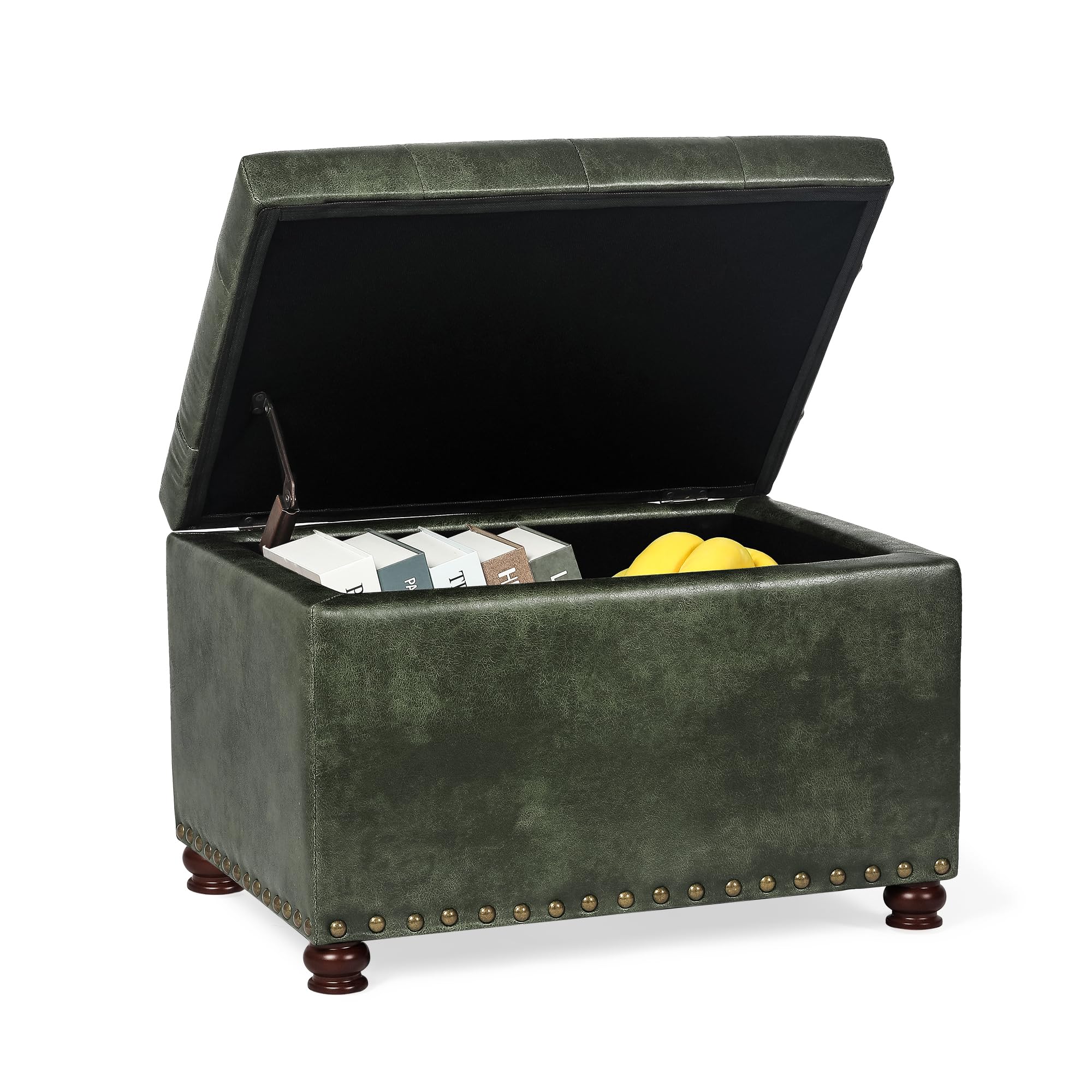 Storage Ottoman Rectangular Tufted Upholstered Ottomans with Rivet