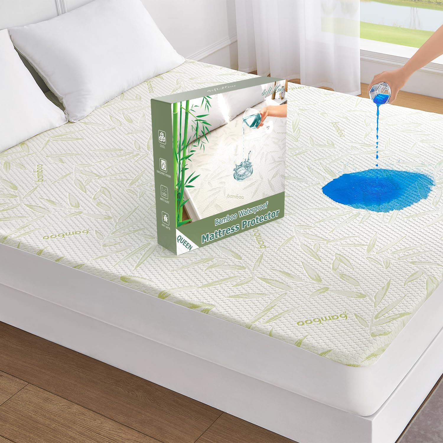 Rayon Bamboo Queen Size Mattress Protector