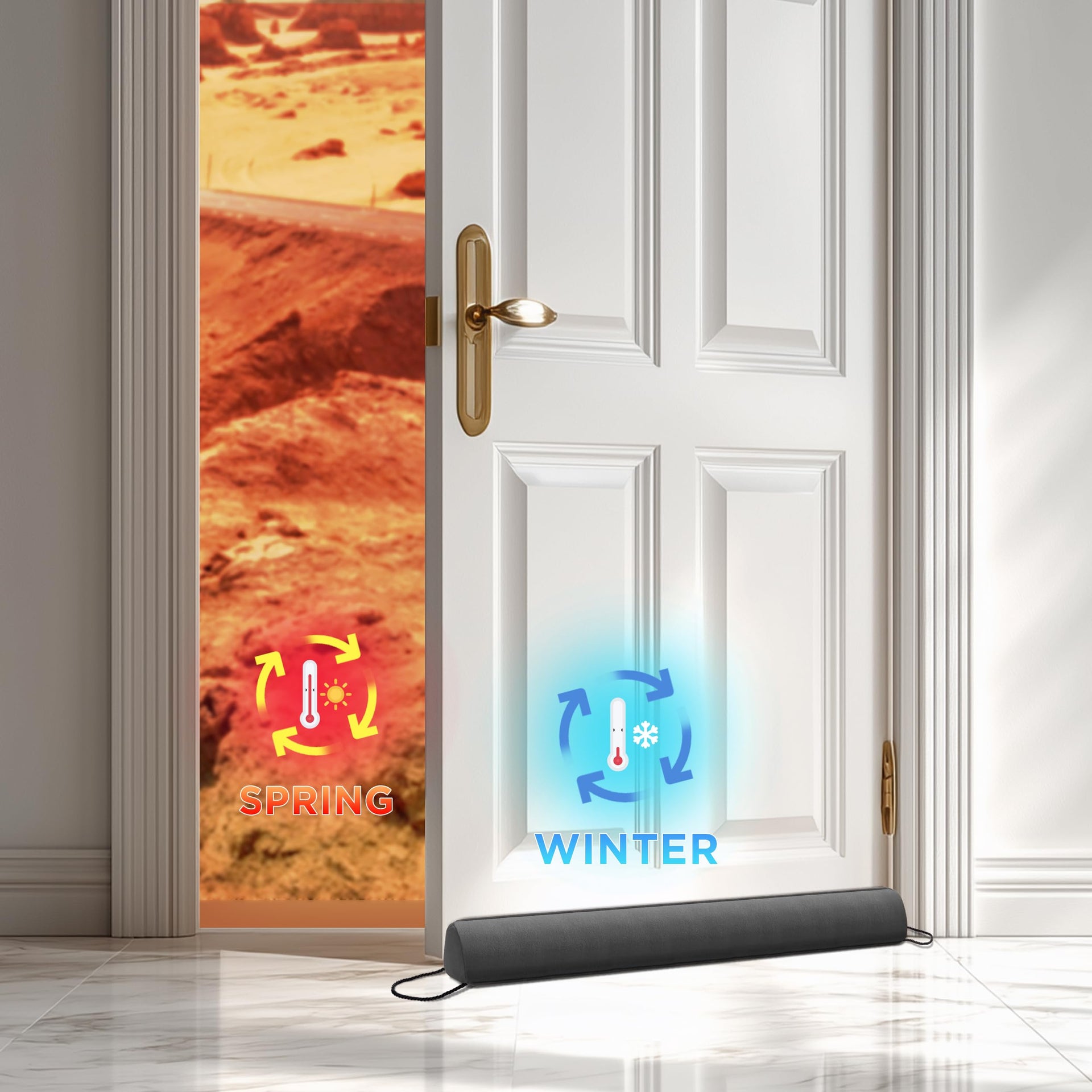 Door Draft Stopper with Removable Washable Cover