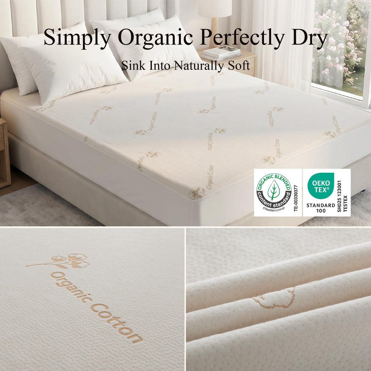 Organic Cotton Surface Waterproof Mattress Protector Twin Size