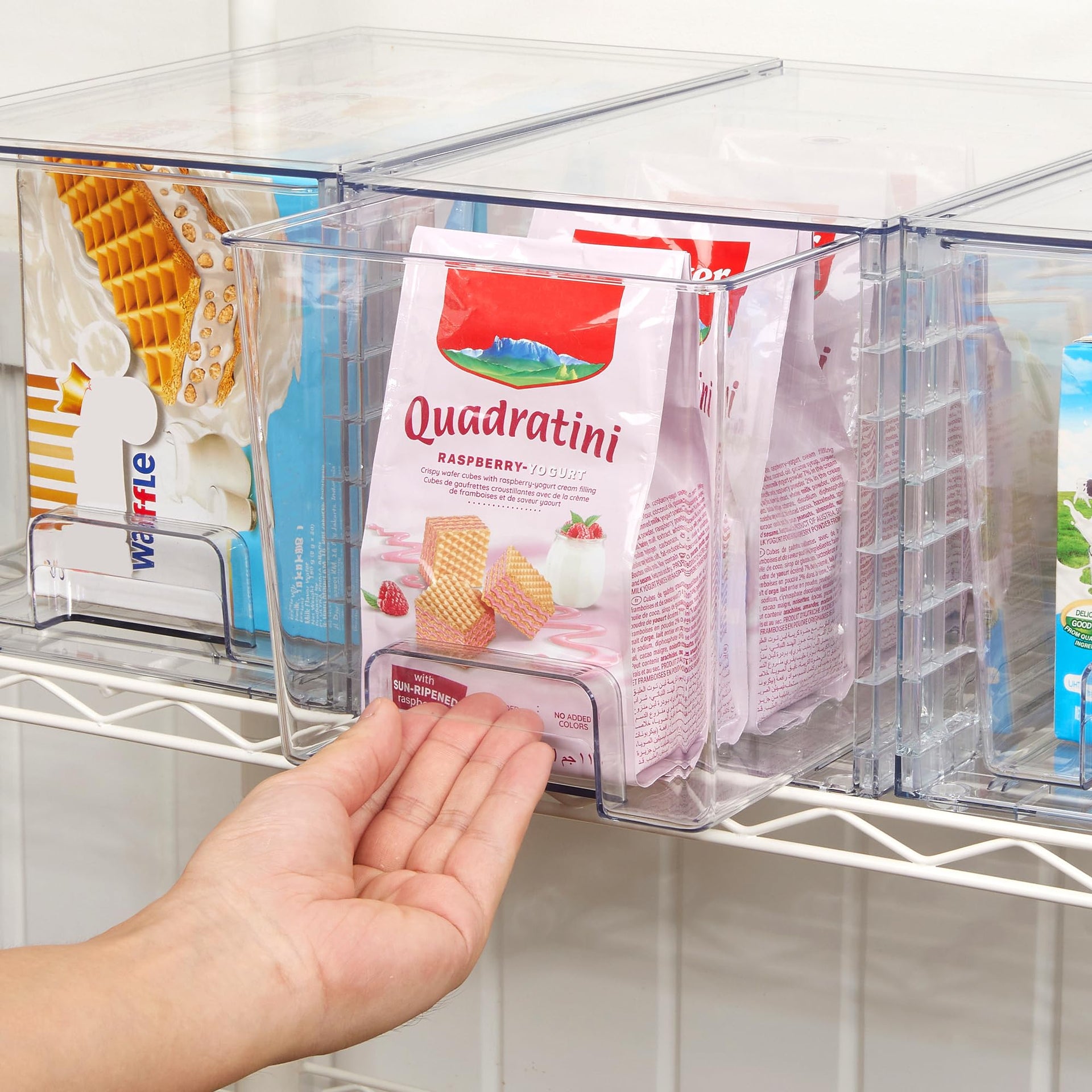 4 Pack Stackable Clear Pantry Storage Drawers (4 Count)