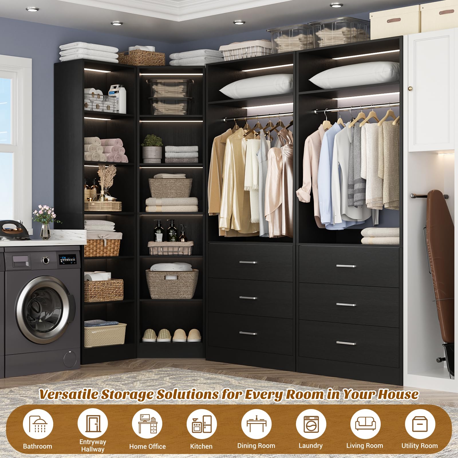 Closet System with 6 Drawers & 10 Shelves