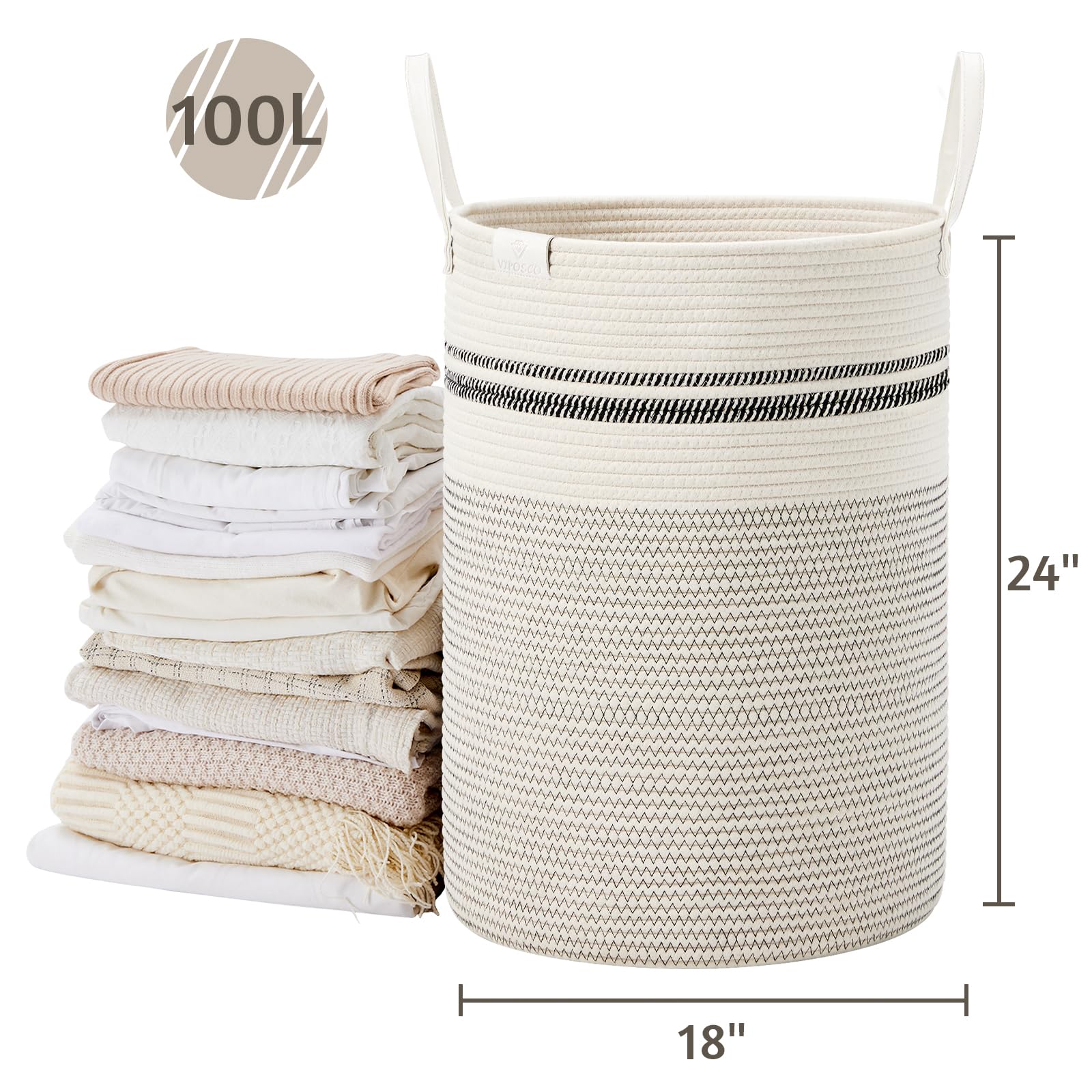 100L Tall Woven Rope Laundry Hamper (3381.4023 Fl Oz) - ModHome Supplies