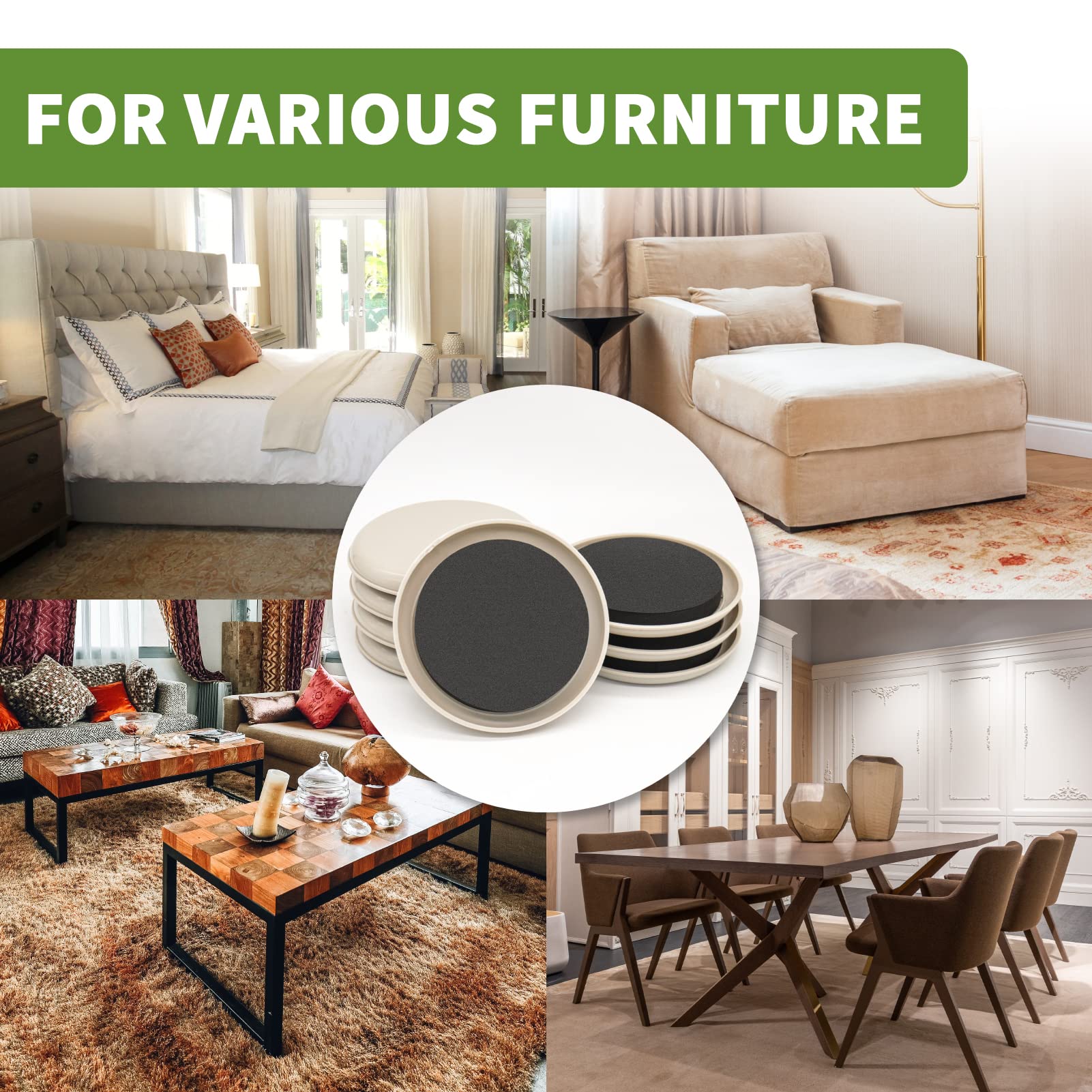 Furniture Sliders for Carpet 8 PCS (8 Count)