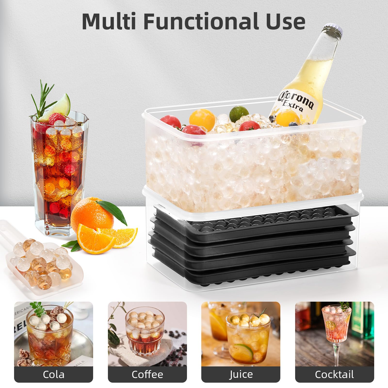 Mini Ice Cube Trays for Freezer with Lid (4 Count)