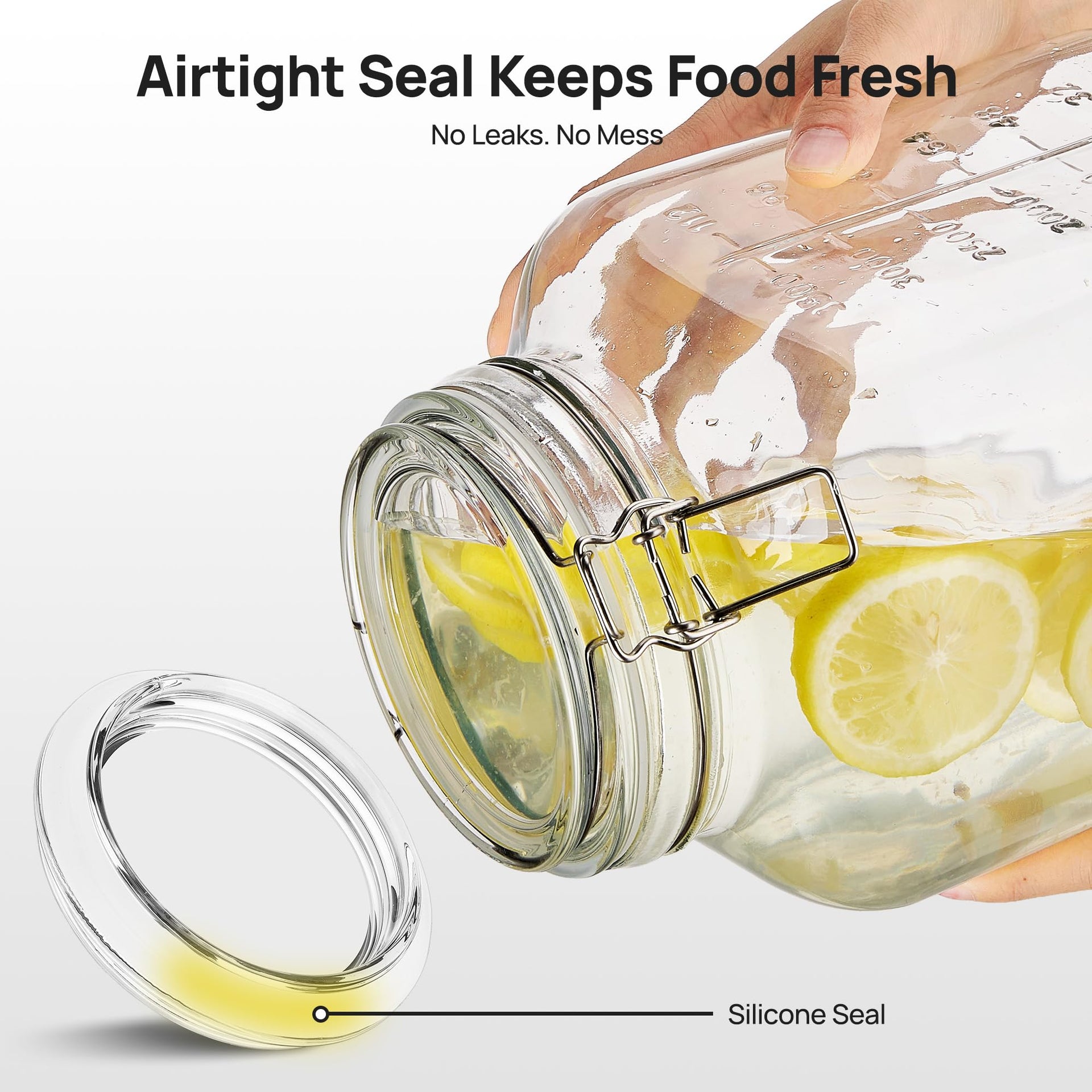 1.1 Gallon Glass Storage Jars with Airtight Clamp Lids (2 Count)