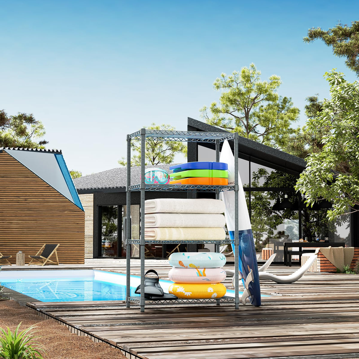 4 Tier Outdoor Metal Storage Shelving Unit
