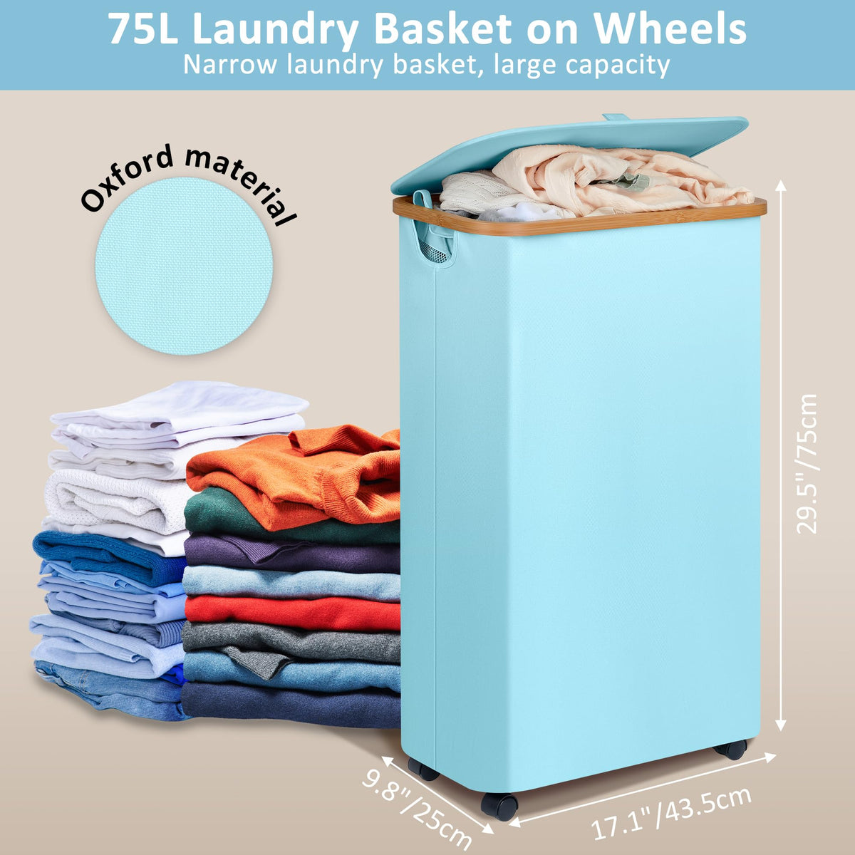Slim Laundry Hamper with Wheels