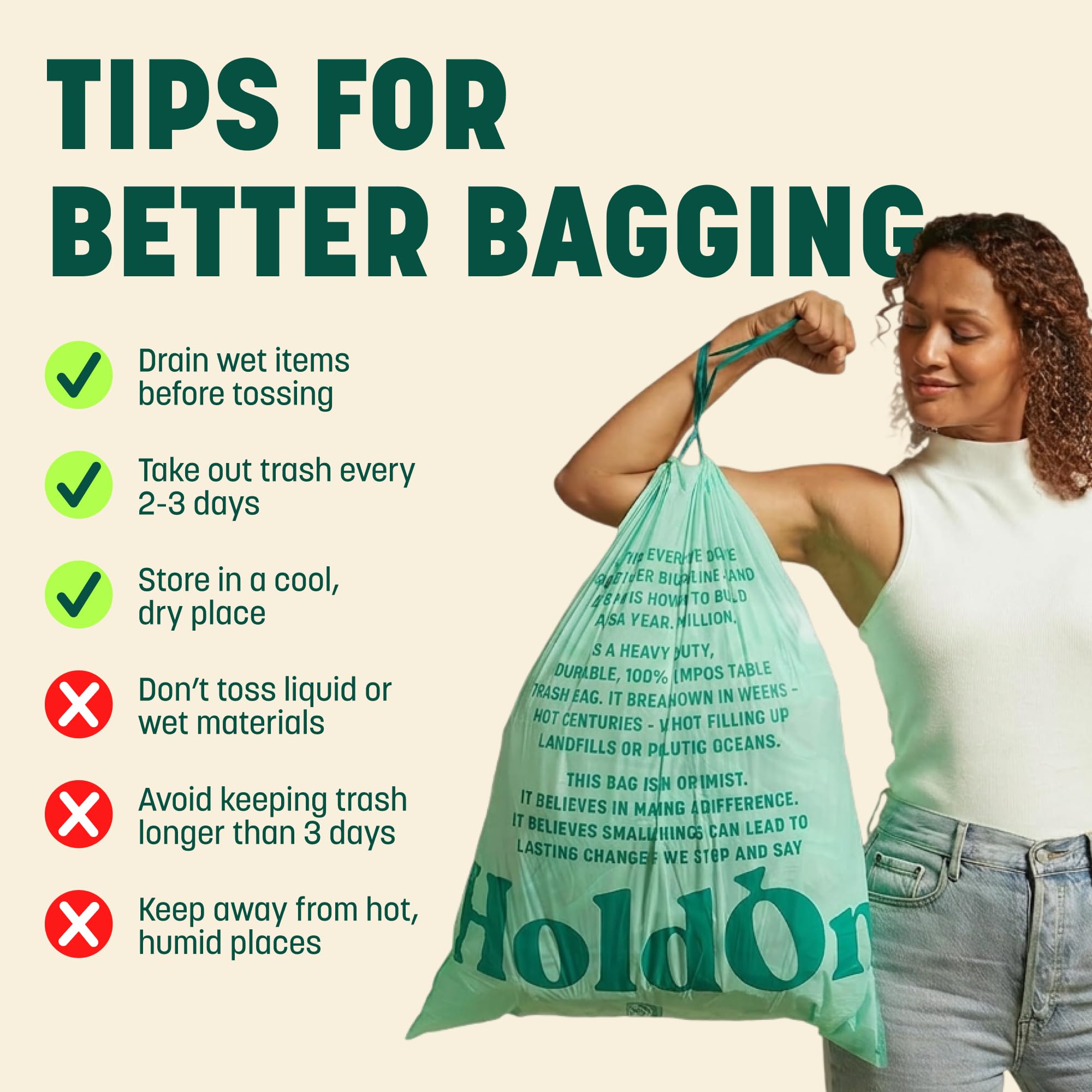 Compostable Tall Kitchen Drawstring Bags (40 Count)