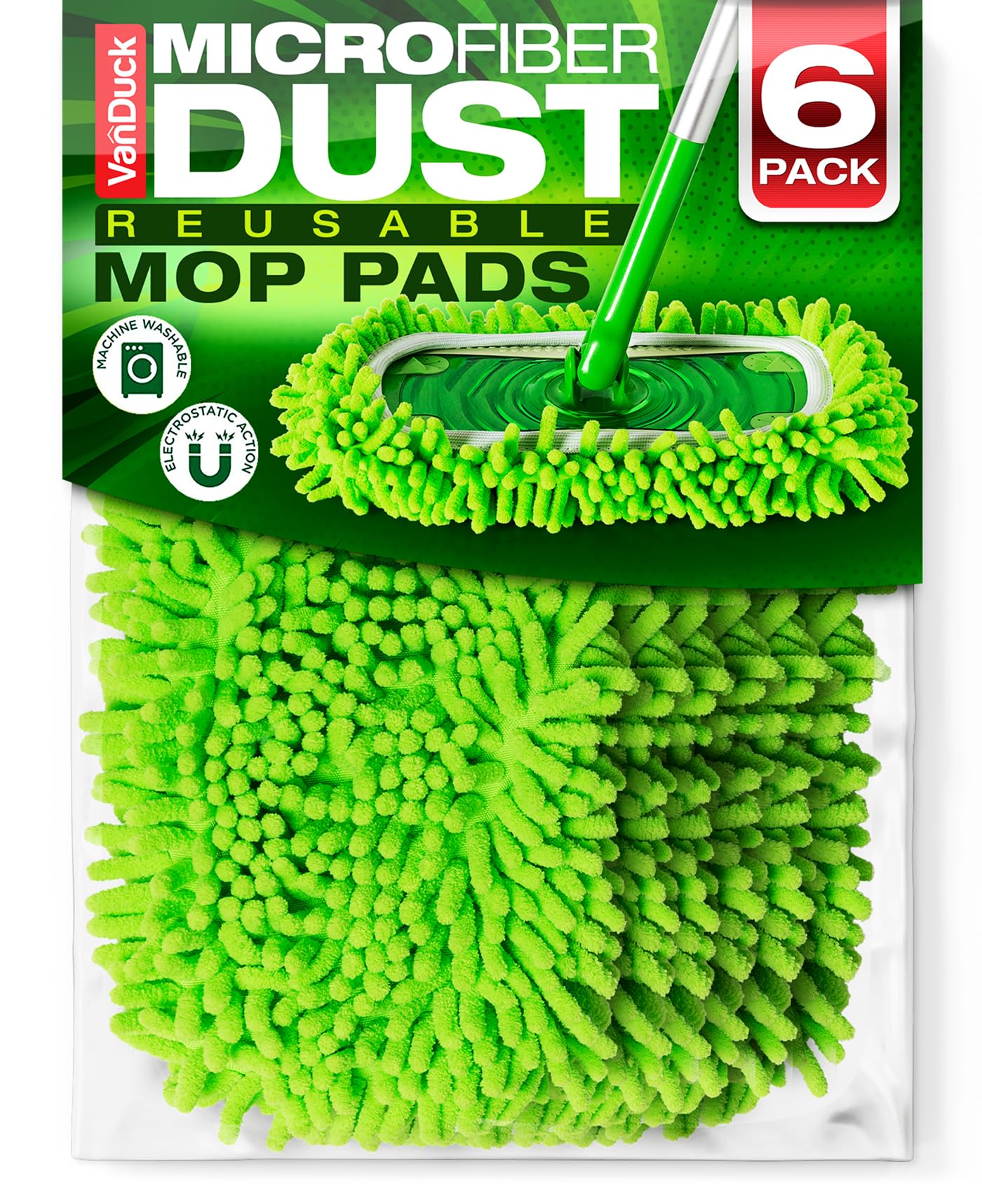 Reusable Microfiber Dust Mop Refill for Swiffer Sweeper (6 Count)