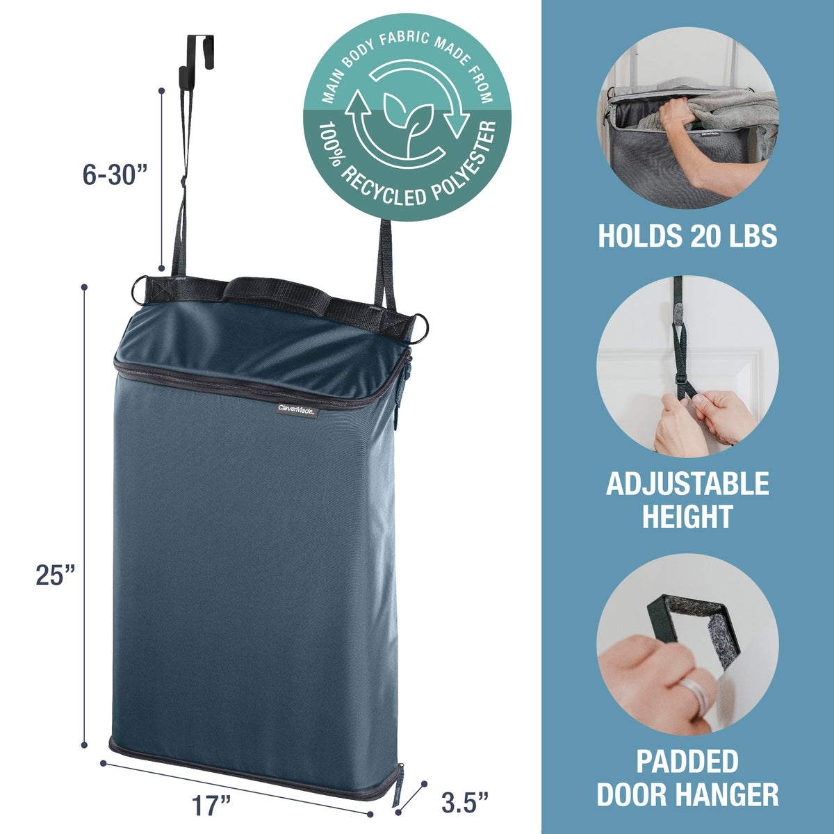 Hanging Laundry Hamper Bag with Over the Door Hooks
