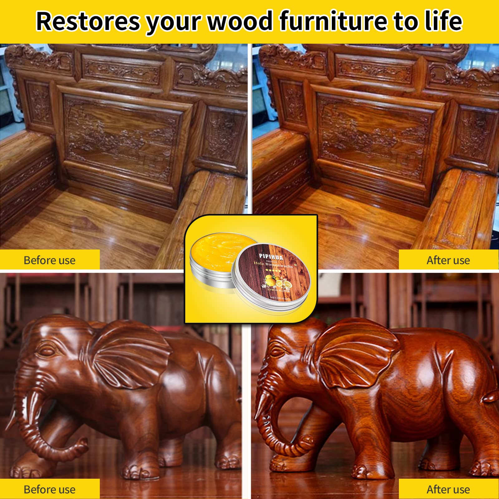Beeswax Polish and Conditioner for Wood Furniture (3.53 Ounce)