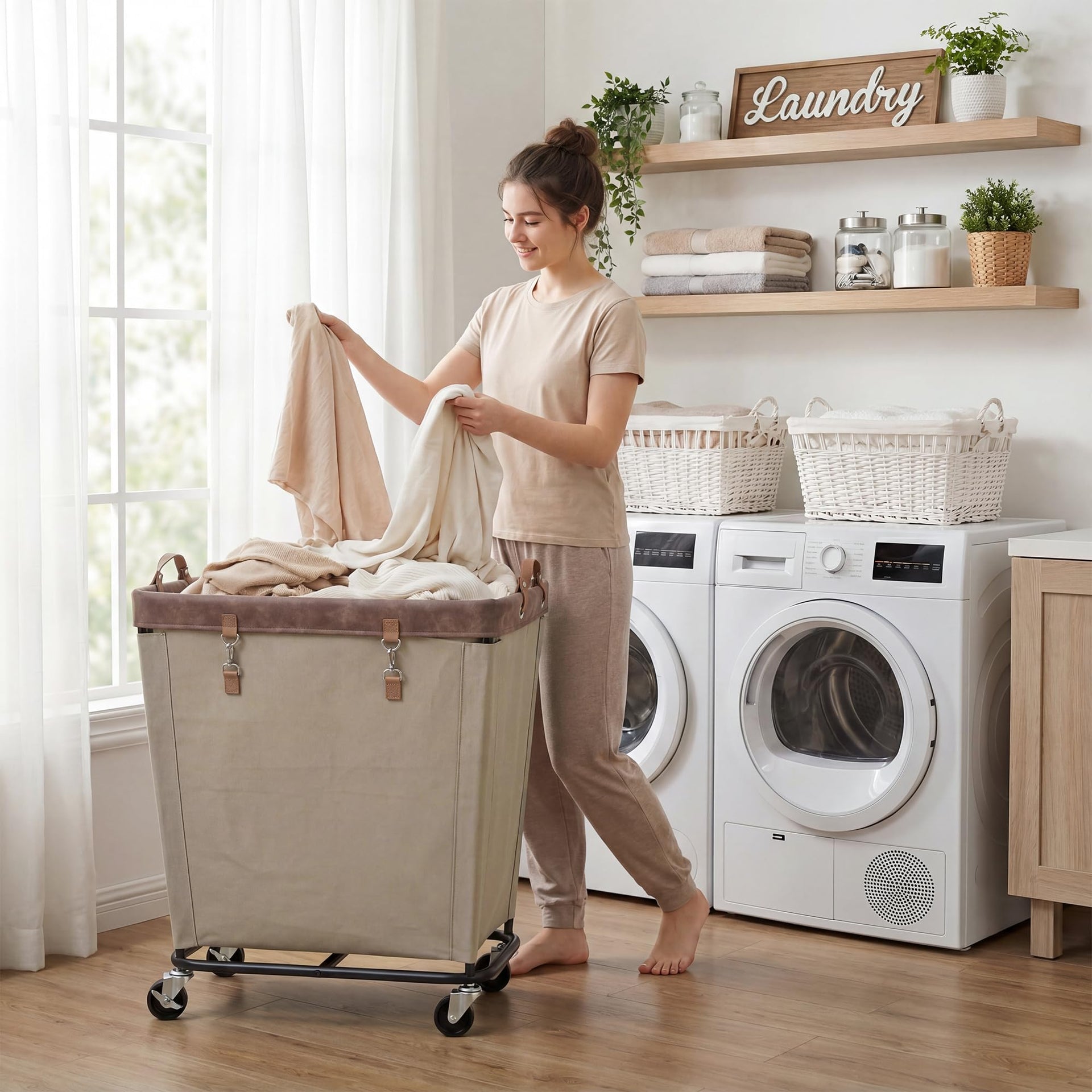 210L Laundry Basket with Wheels