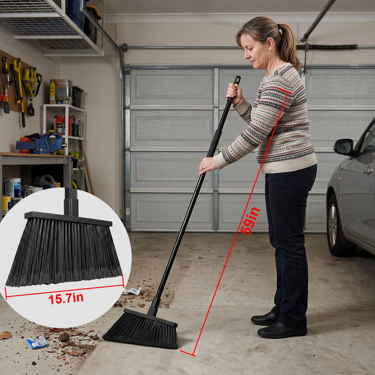 4 Pack Heavy Duty Brooms Outdoor for Floor Cleaning (4 Count)