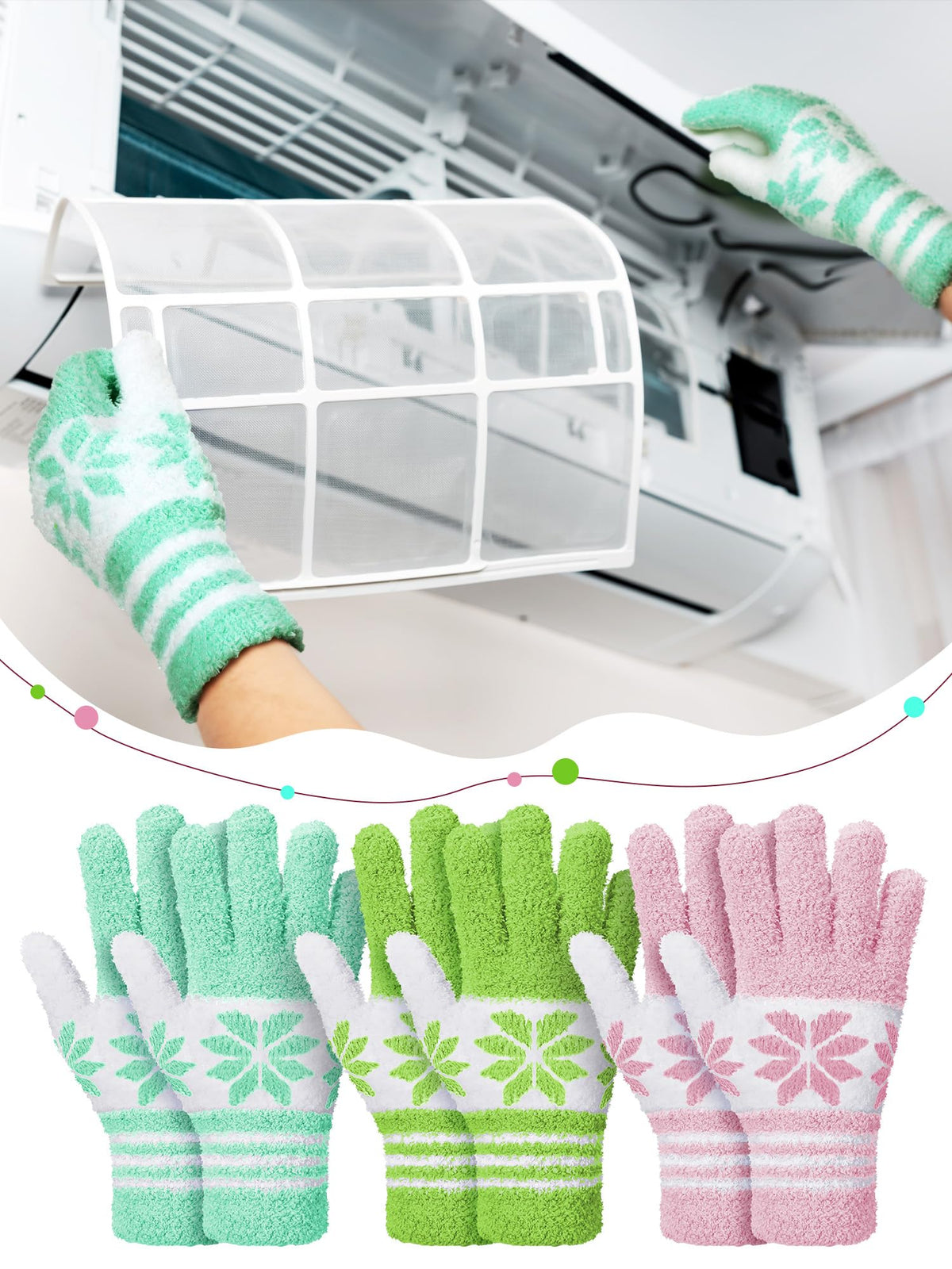 3 Pairs Microfiber Dusting Gloves for Plants Leaf (3 Count)