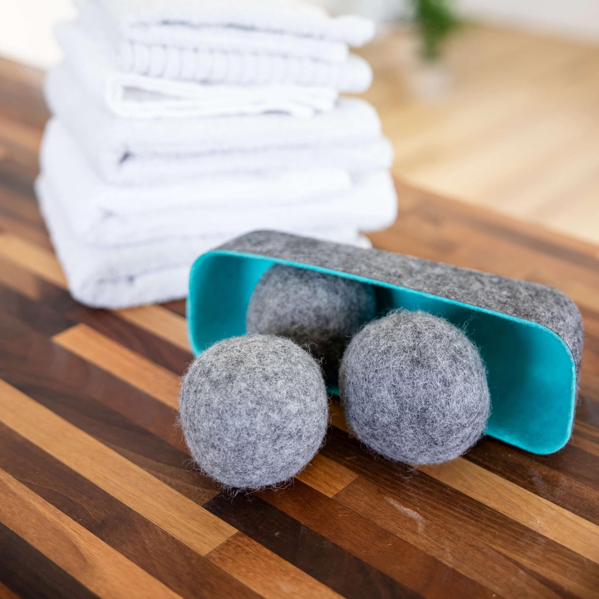 XL Wool Dryer Balls + Felt Storage Bin (3 Count)