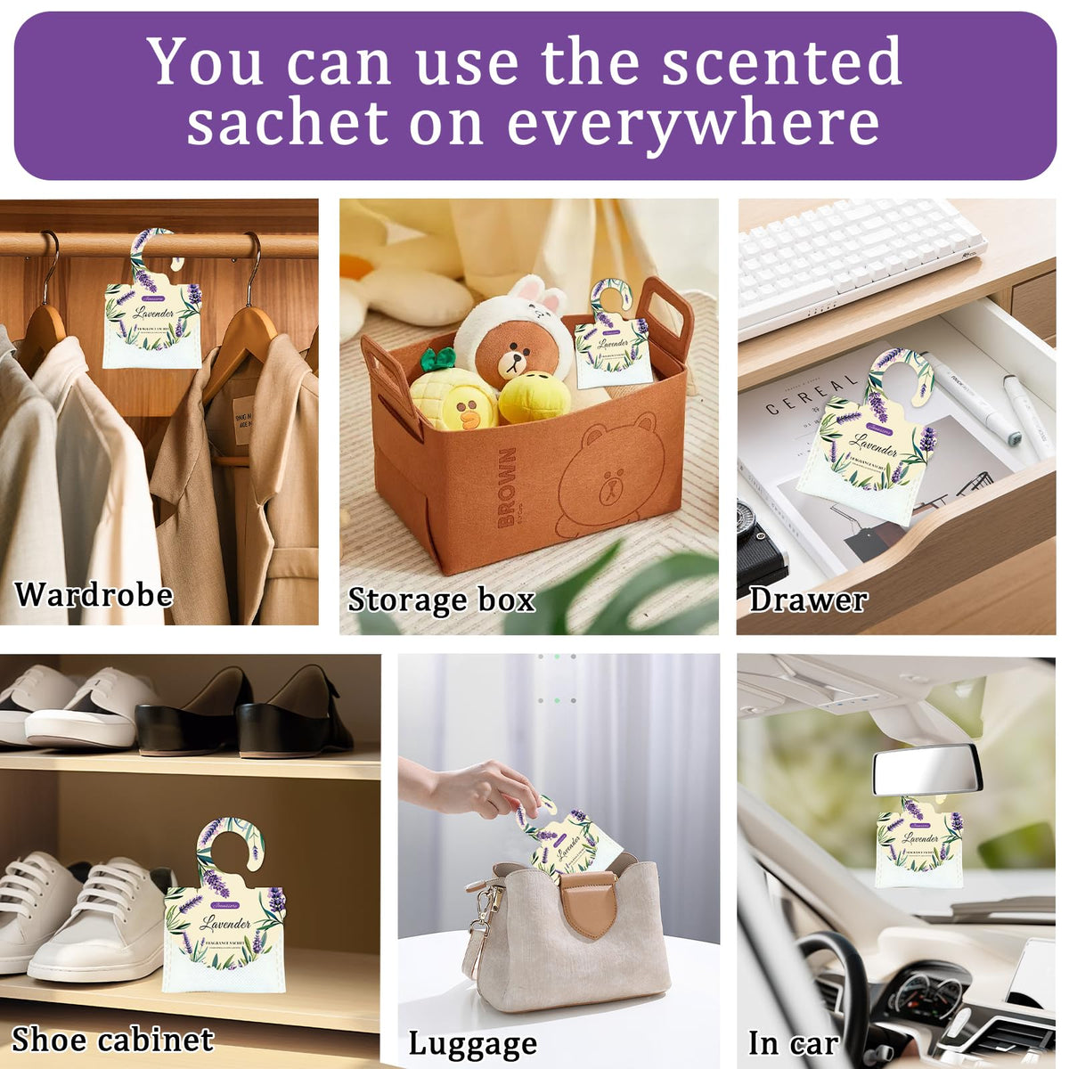 15 Packs Lavender Scented Sachets Bag for Drawers and Closets (15 Count)
