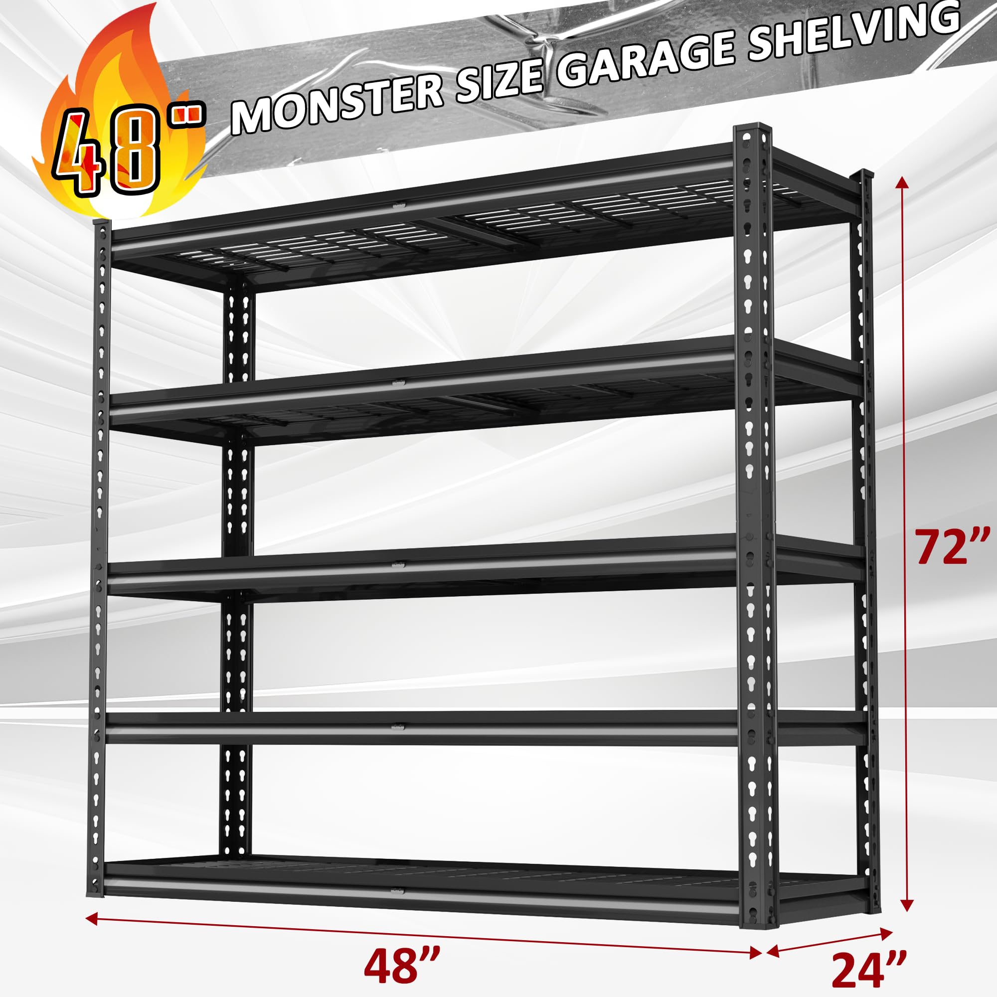 48" W Garage Shelving Heavy Duty 5