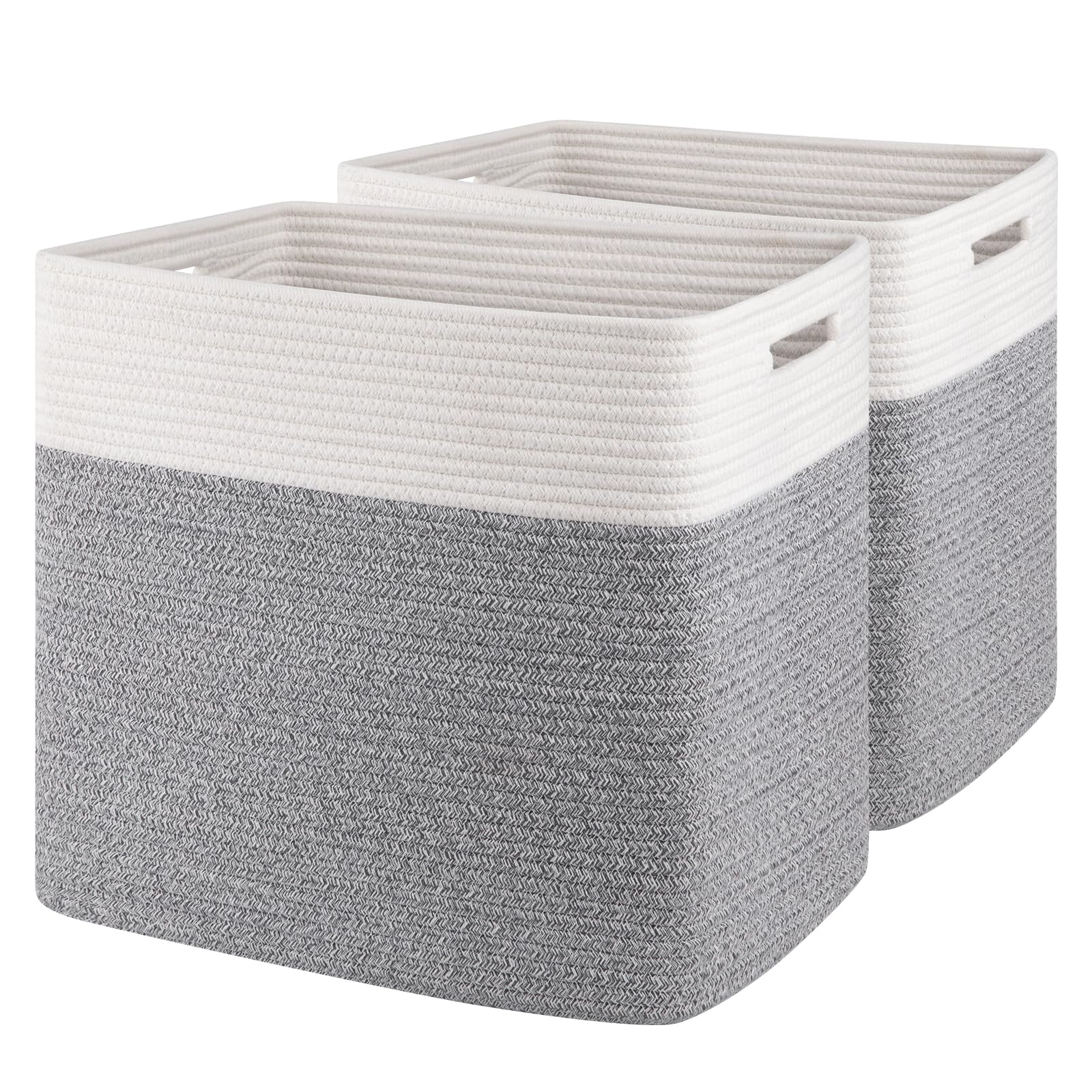 2 PACK Tall Storage baskets 55L Blanket Basket Living Room Grey (2 Count)