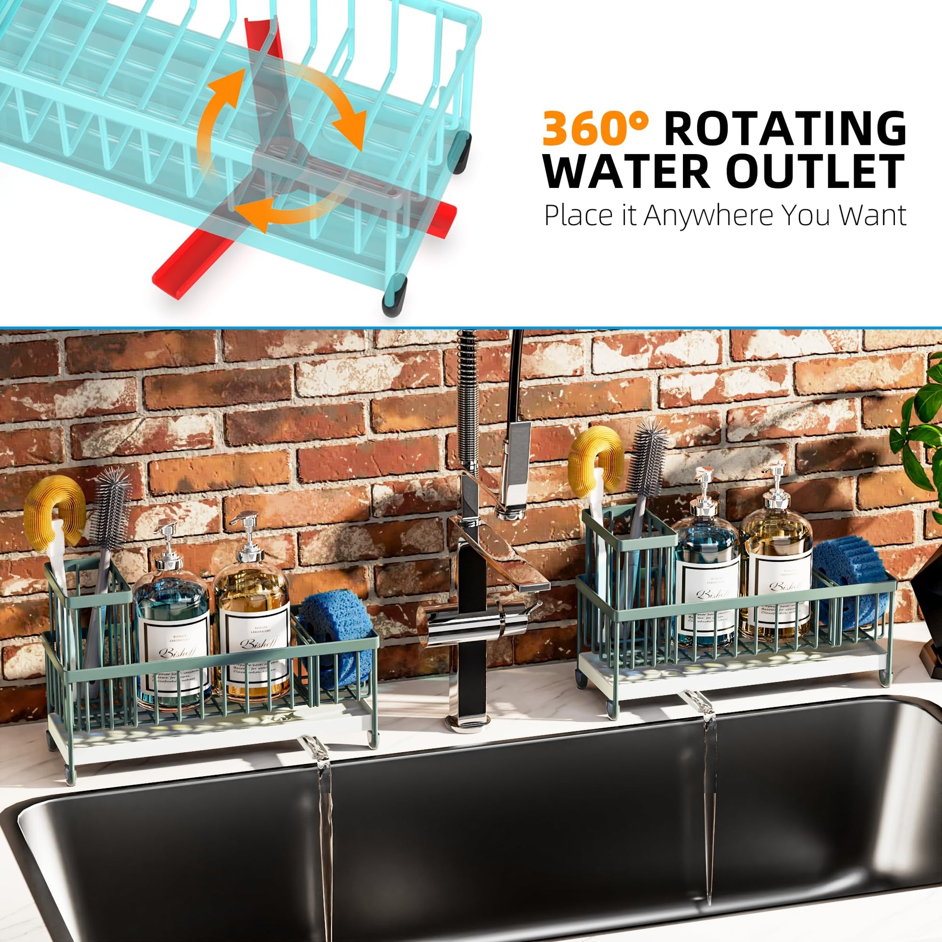 Extra Large Sponge Holder for Kitchen Sink Organizer Caddy