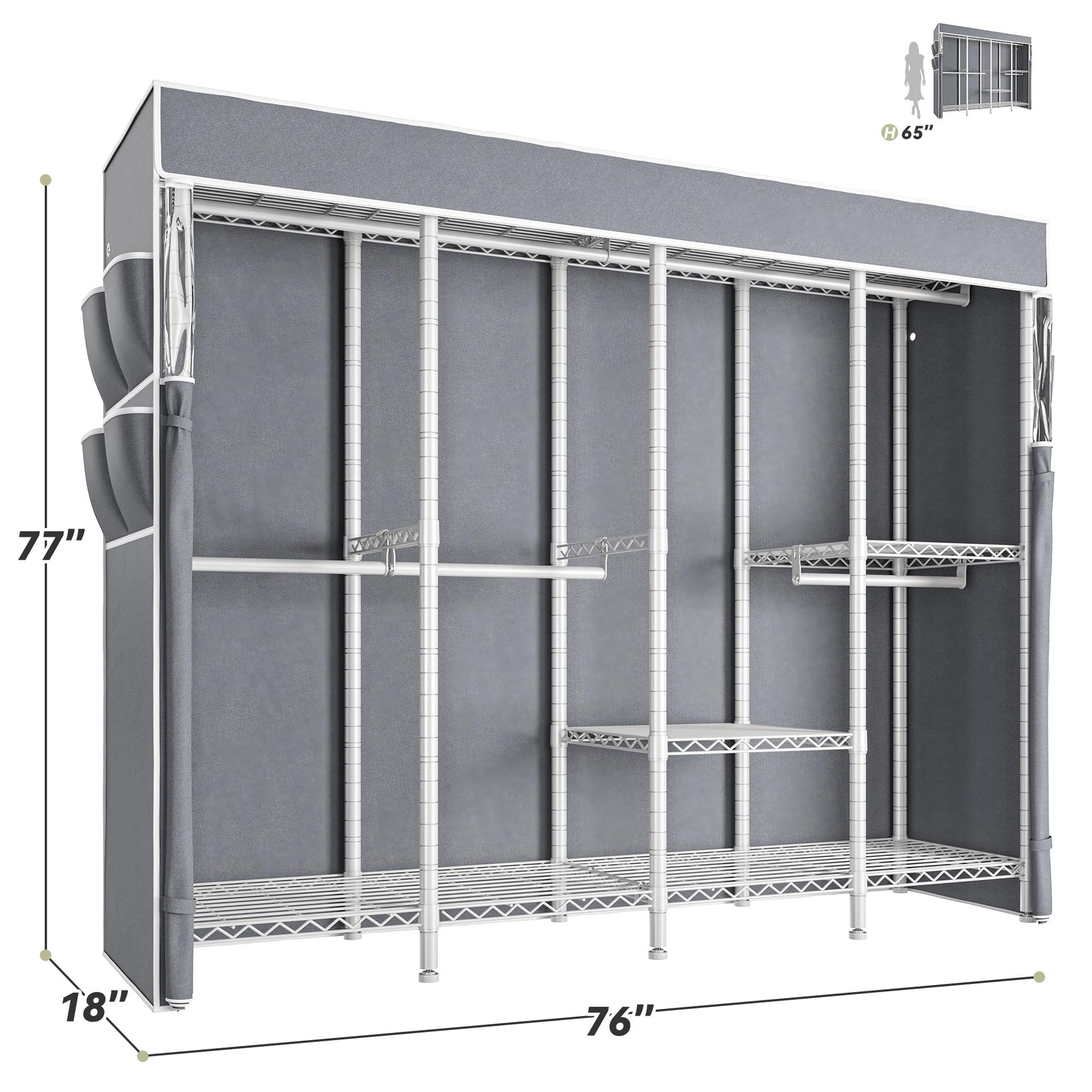 Heavy Duty Clothes Rack with Cover