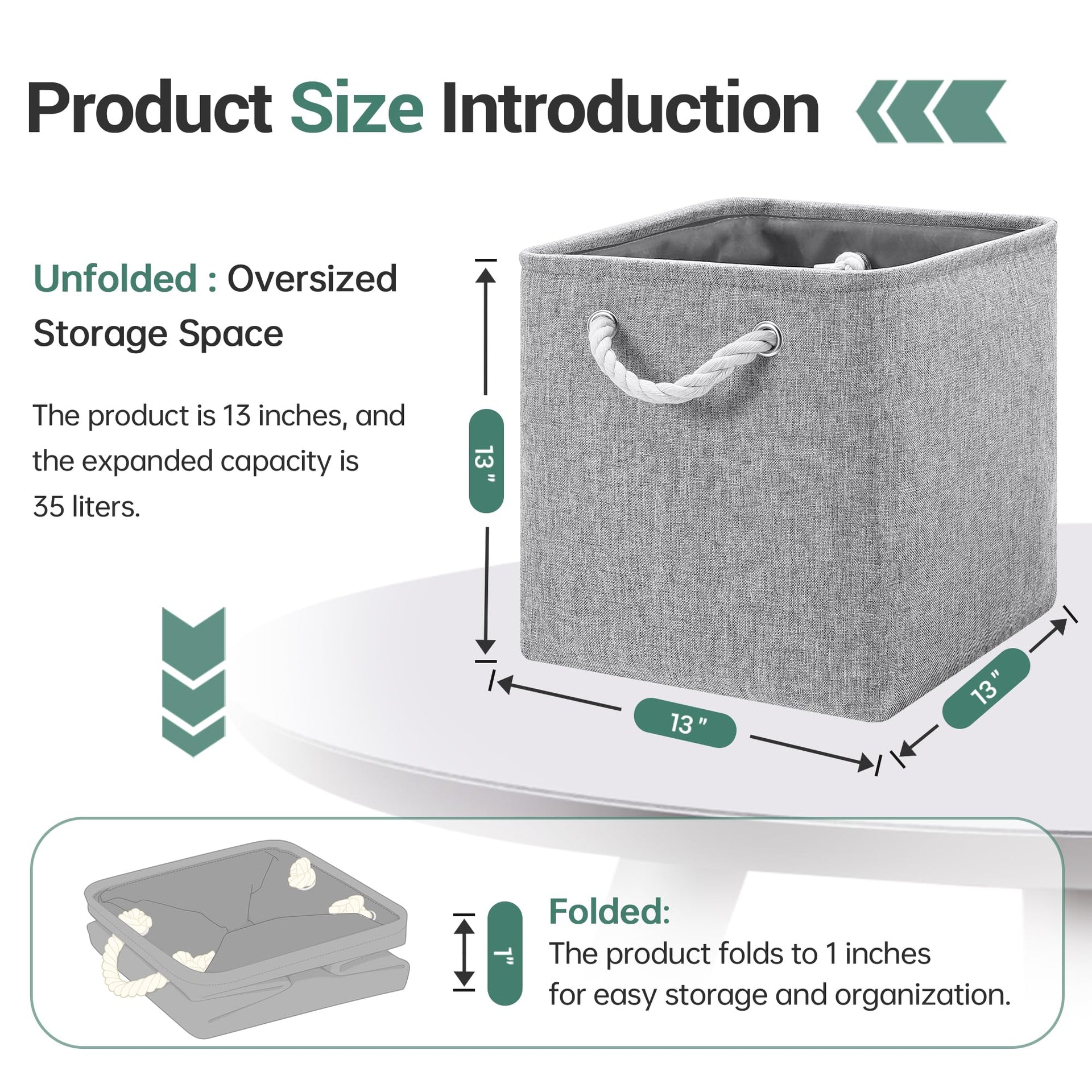 13x13x13 Inch Storage Cube Bins Foldable Organizer Baskets 6 Pack (6 Count)