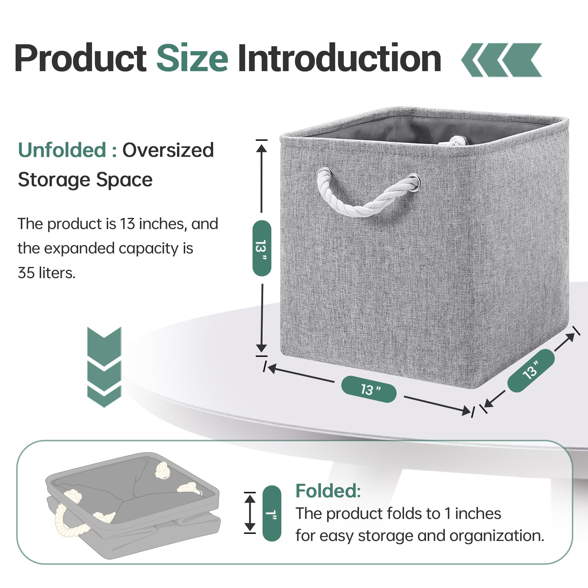 13x13x13 Inch Storage Cube Bins Foldable Organizer Baskets 6 Pack (6 Count)