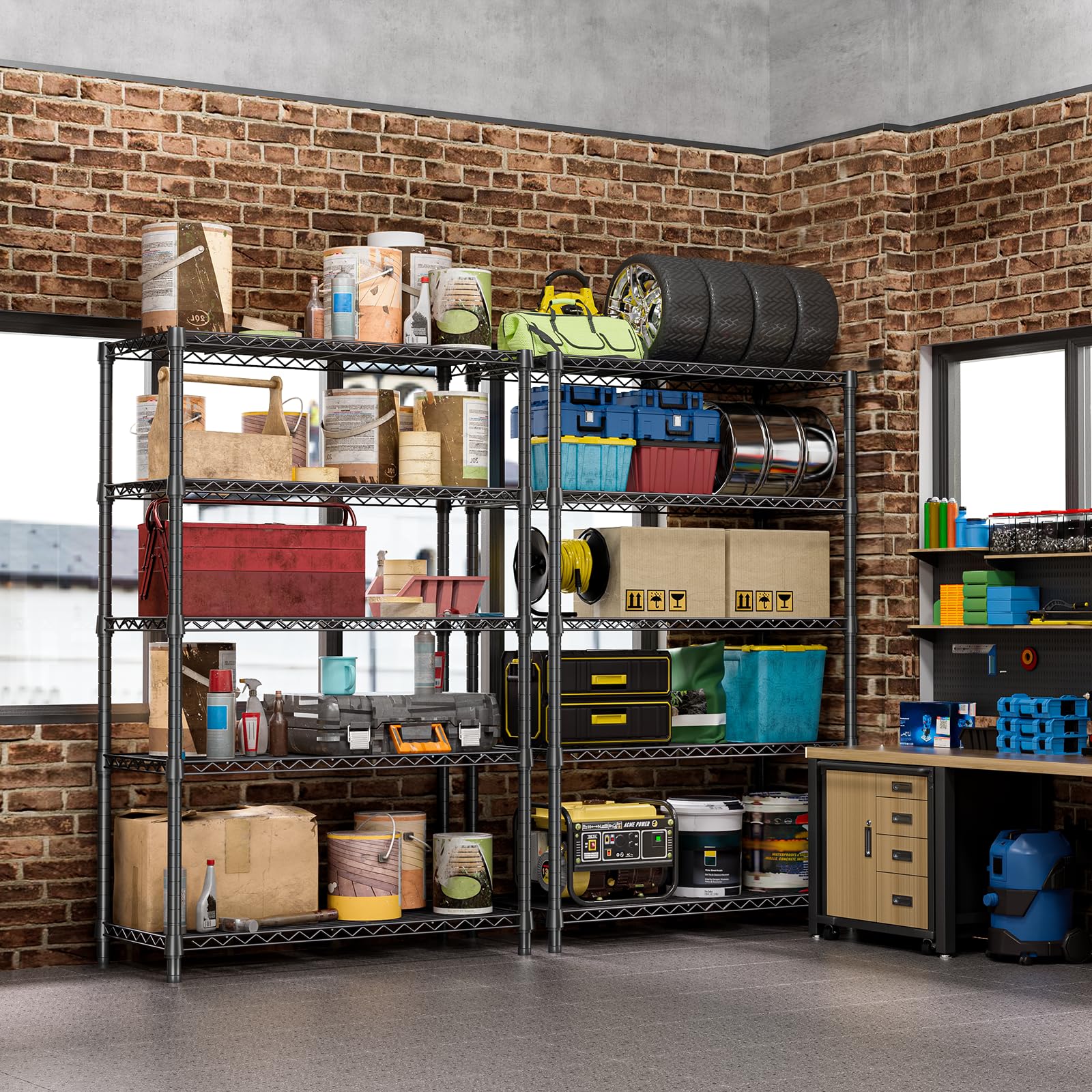 5 Tier 72"in Height 1750 LBS Garage Steel Wire Shelving for Pantry
