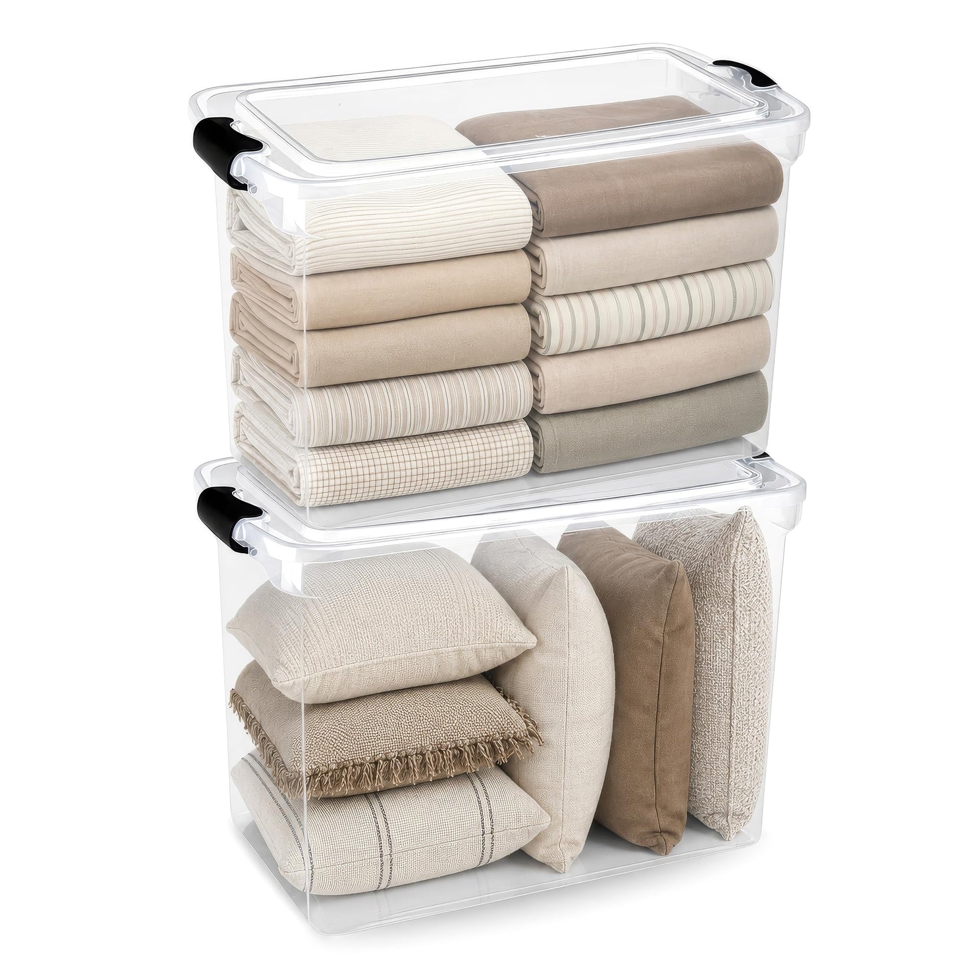 Clear Plastic Storage Bins w (2 Count)