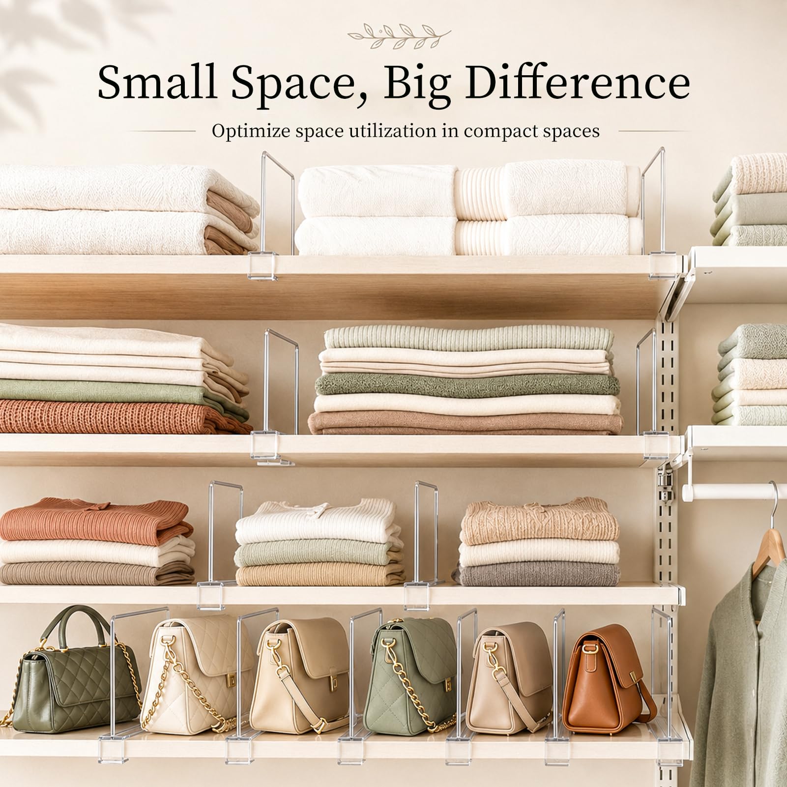 Small Shelf Dividers Purse Organizer (10 Count)