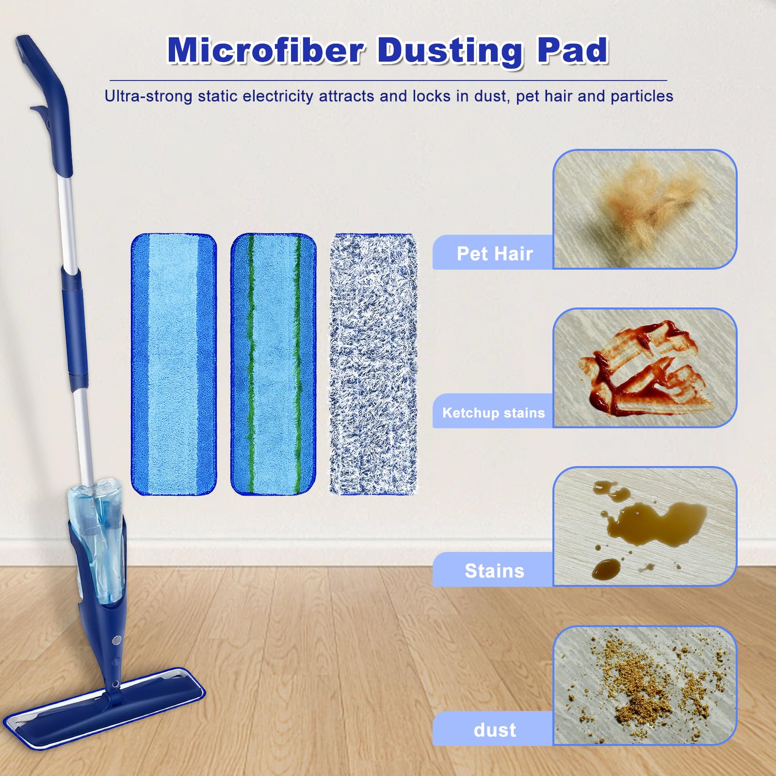 6 Pack Microfiber Cleaning Replacement Pad for Bona Mop (6 Count)