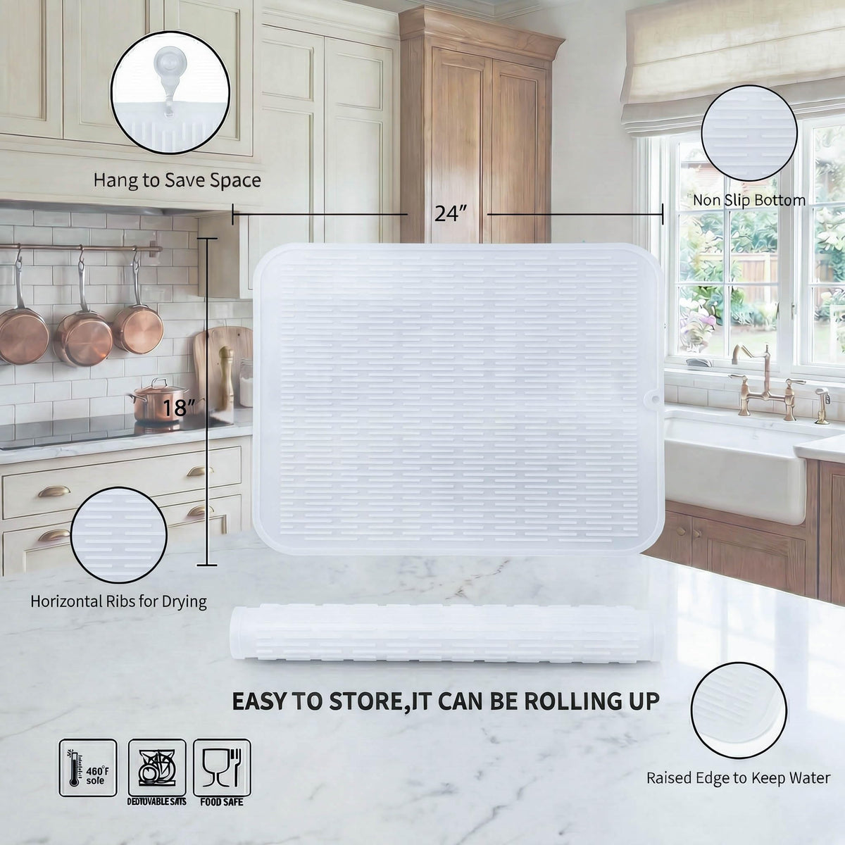 Silicone Dish Drying Mat for Multiple Usage