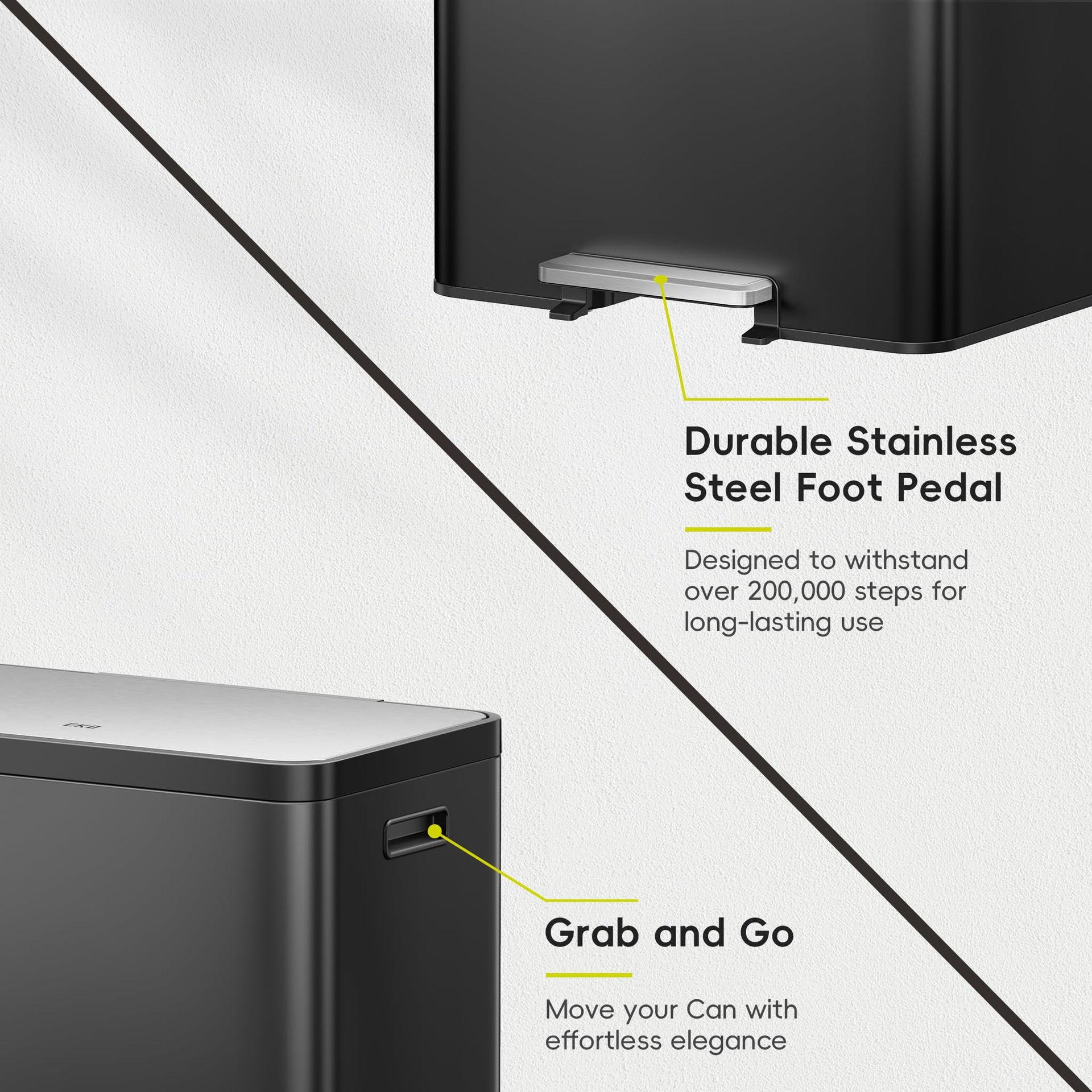 EcoCasa II 36L+24L Dual Trash Can with Recycle Bin