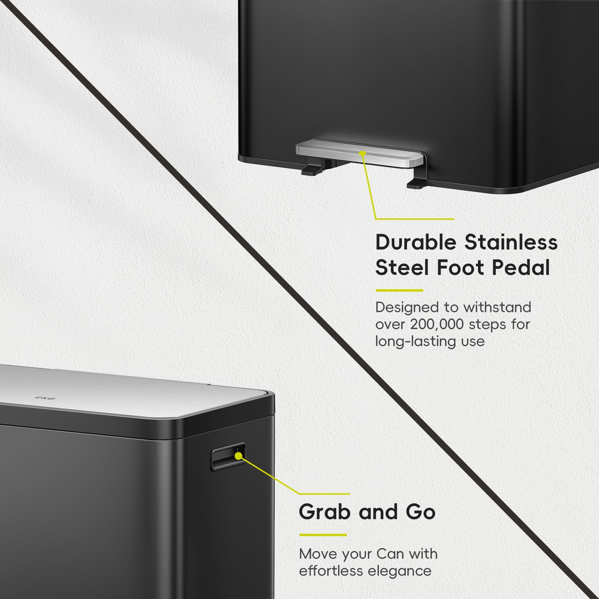 EcoCasa II 36L+24L Dual Trash Can with Recycle Bin