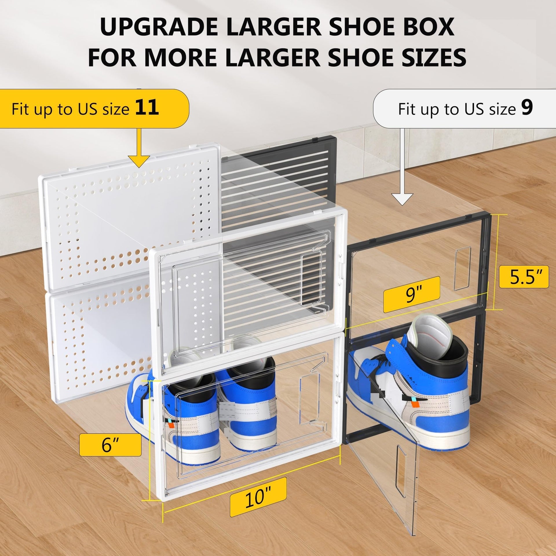 12 Pack X Large Shoe Organizer Storage Boxes for Closet (12 Count)