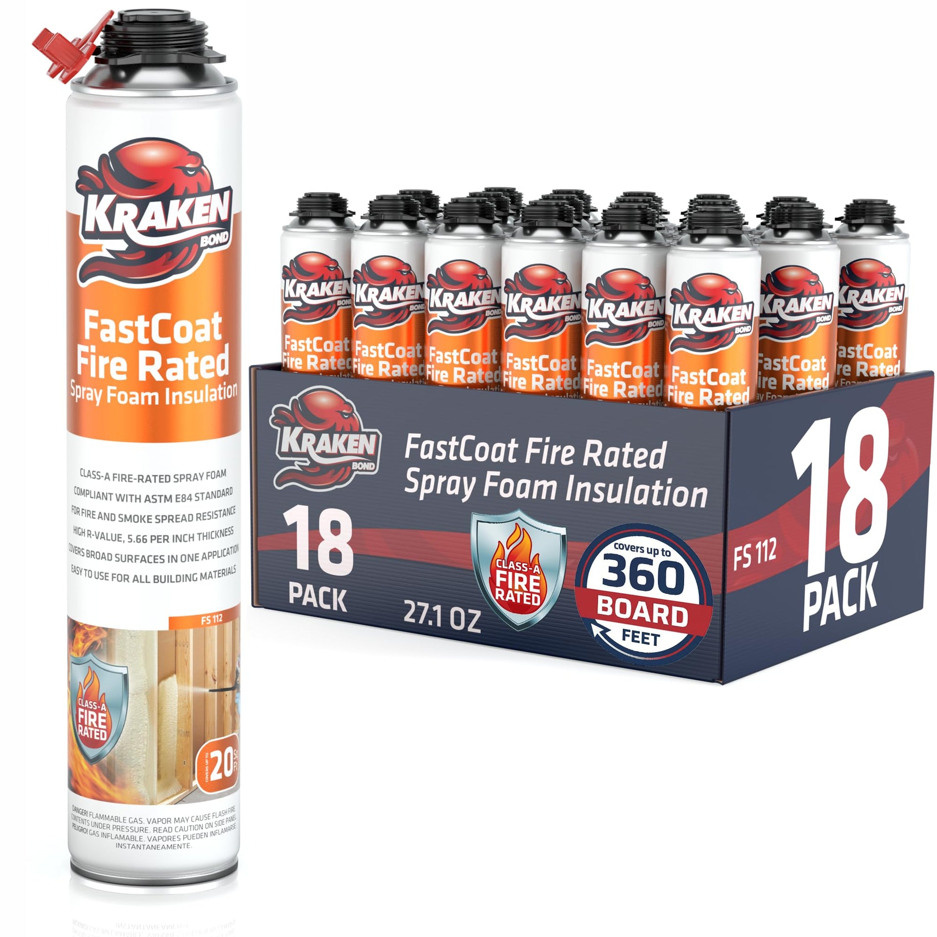 Fastcoat Fire Rated Spray Foam Insulation Closed Cell in a Can 360 sq ft (18 Count)