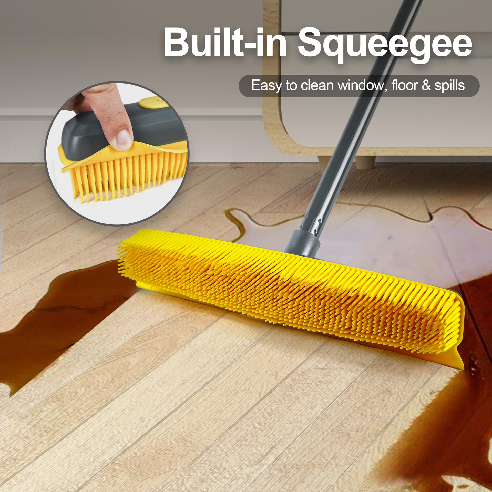 Rubber Pet Hair Removal Broom with Lint Fur Remover Tool