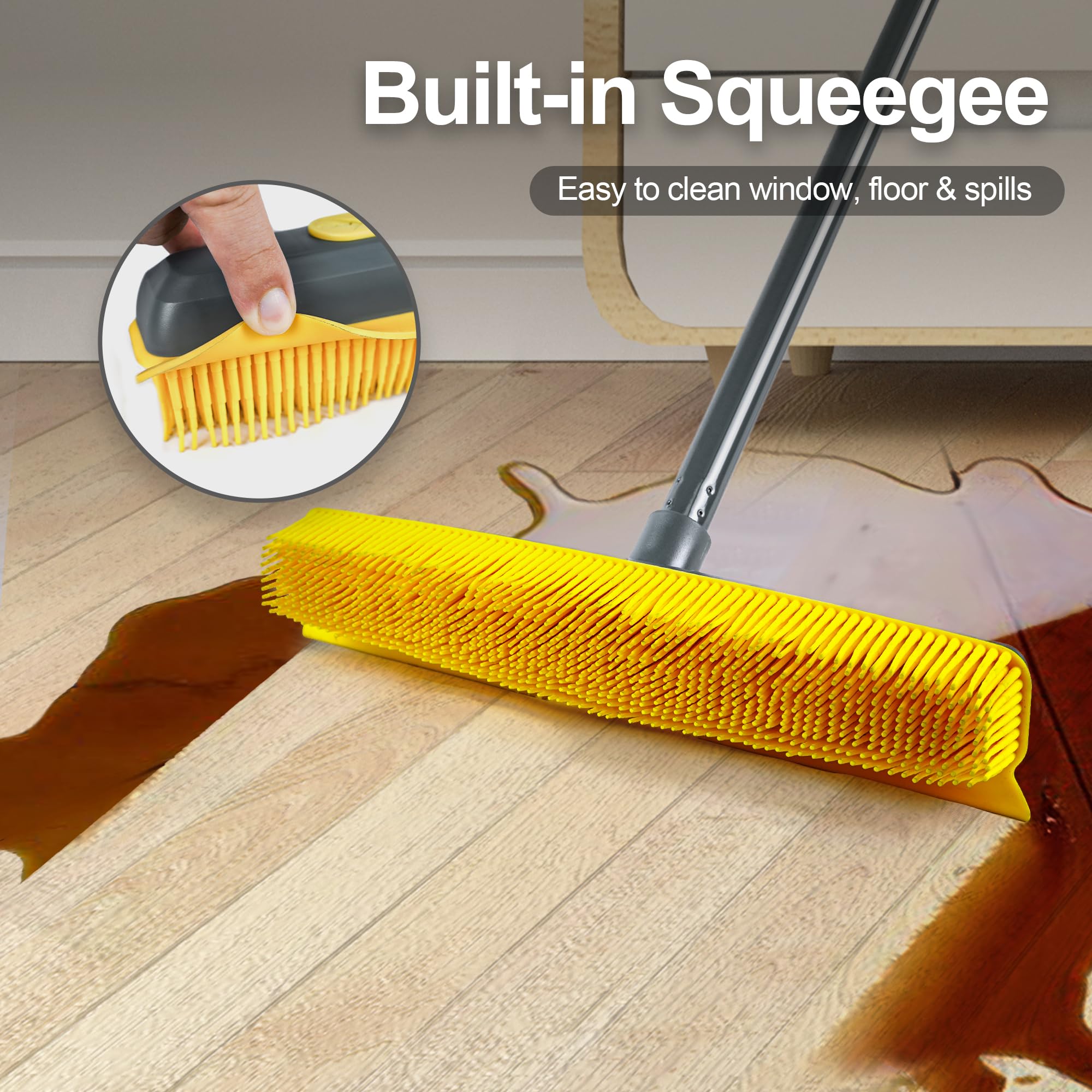 Rubber Pet Hair Removal Broom with Lint Fur Remover Tool