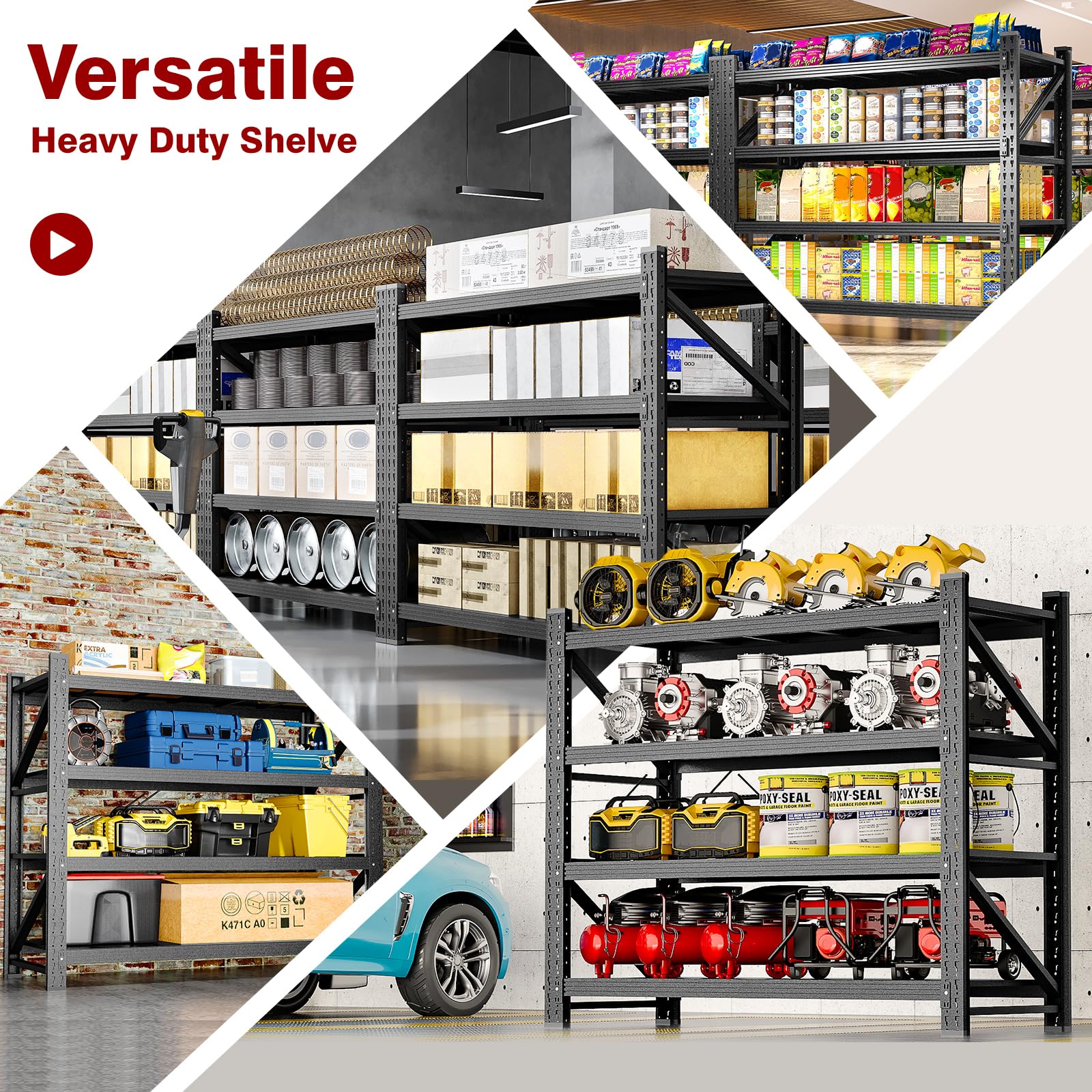 5000LBS Metal Steel Storage Shelves (4 Count)