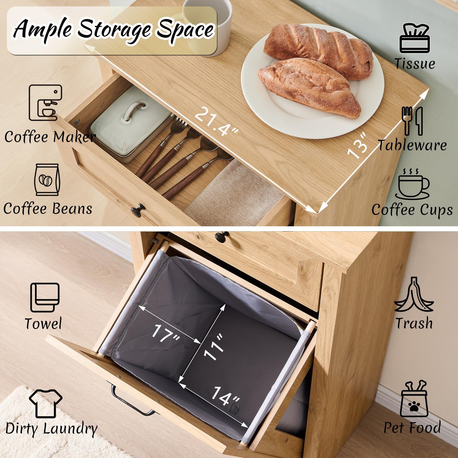 Tilt Out Laundry Hamper Cabinet
