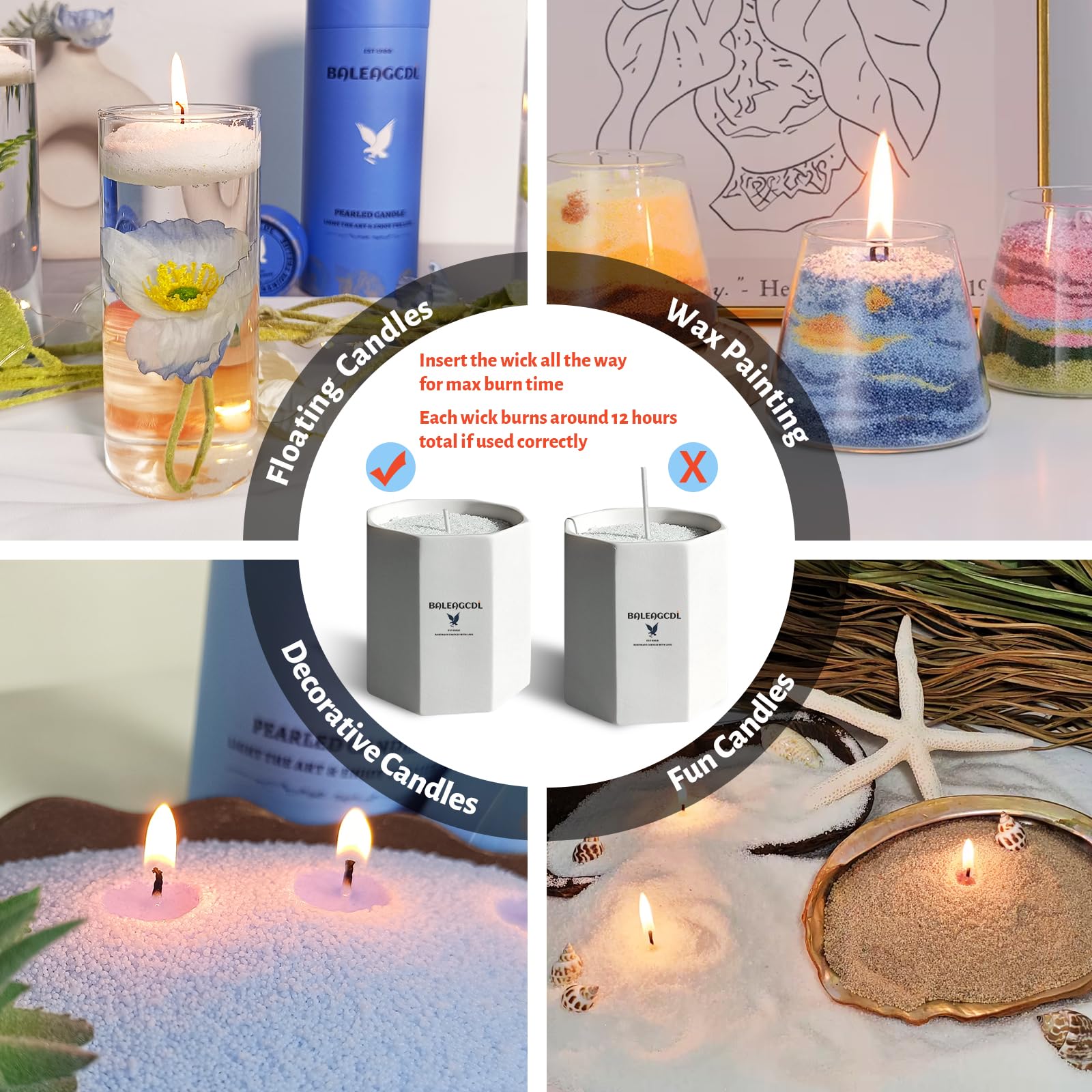 Bluebell Scented Light Blue Pearled Candle 18oz Luxury Sand Candle Granulated Wax (18 Ounce)